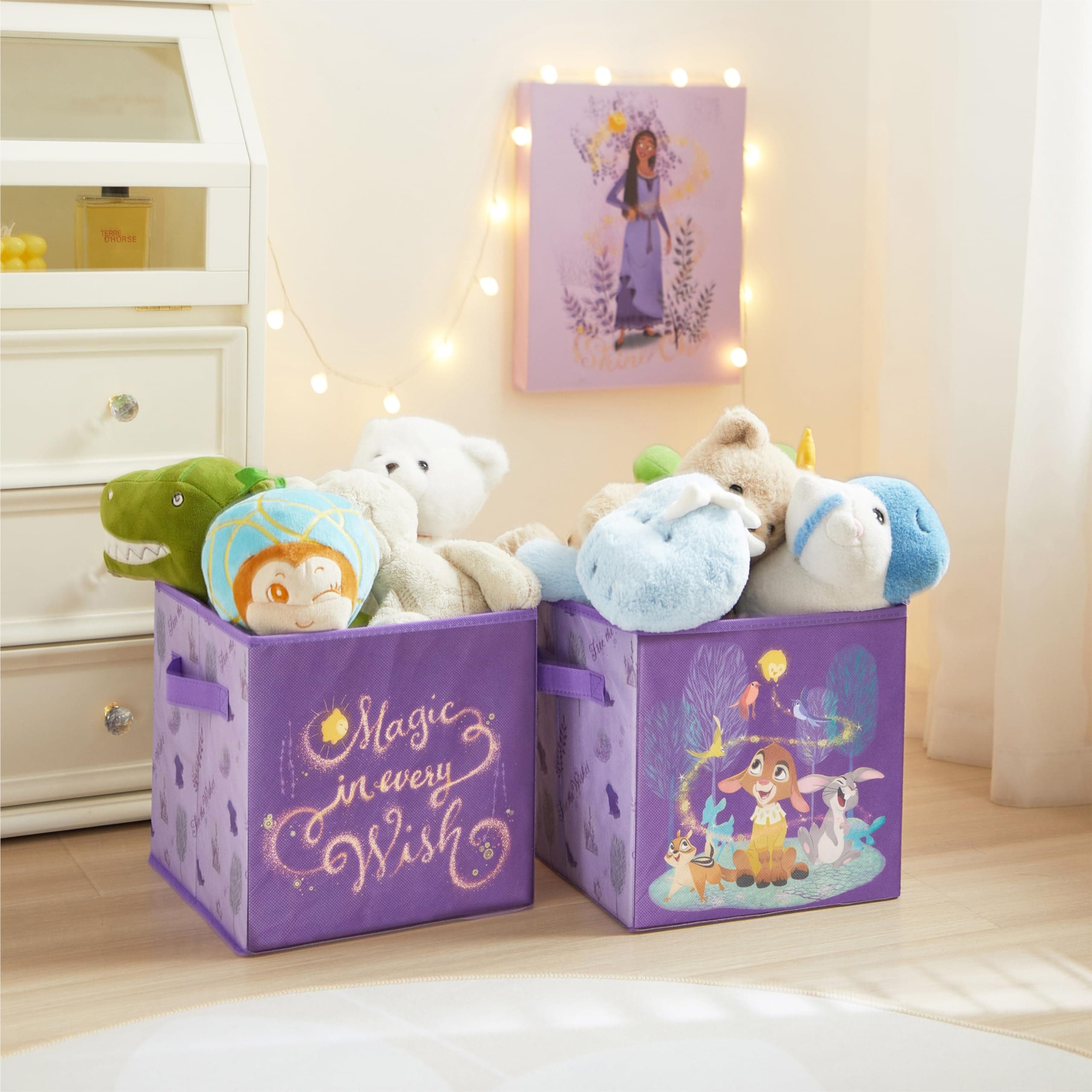 Idea Nuova Disney Wish Set of Two Spacious Collapsible Storage Cubes, 10"x10"