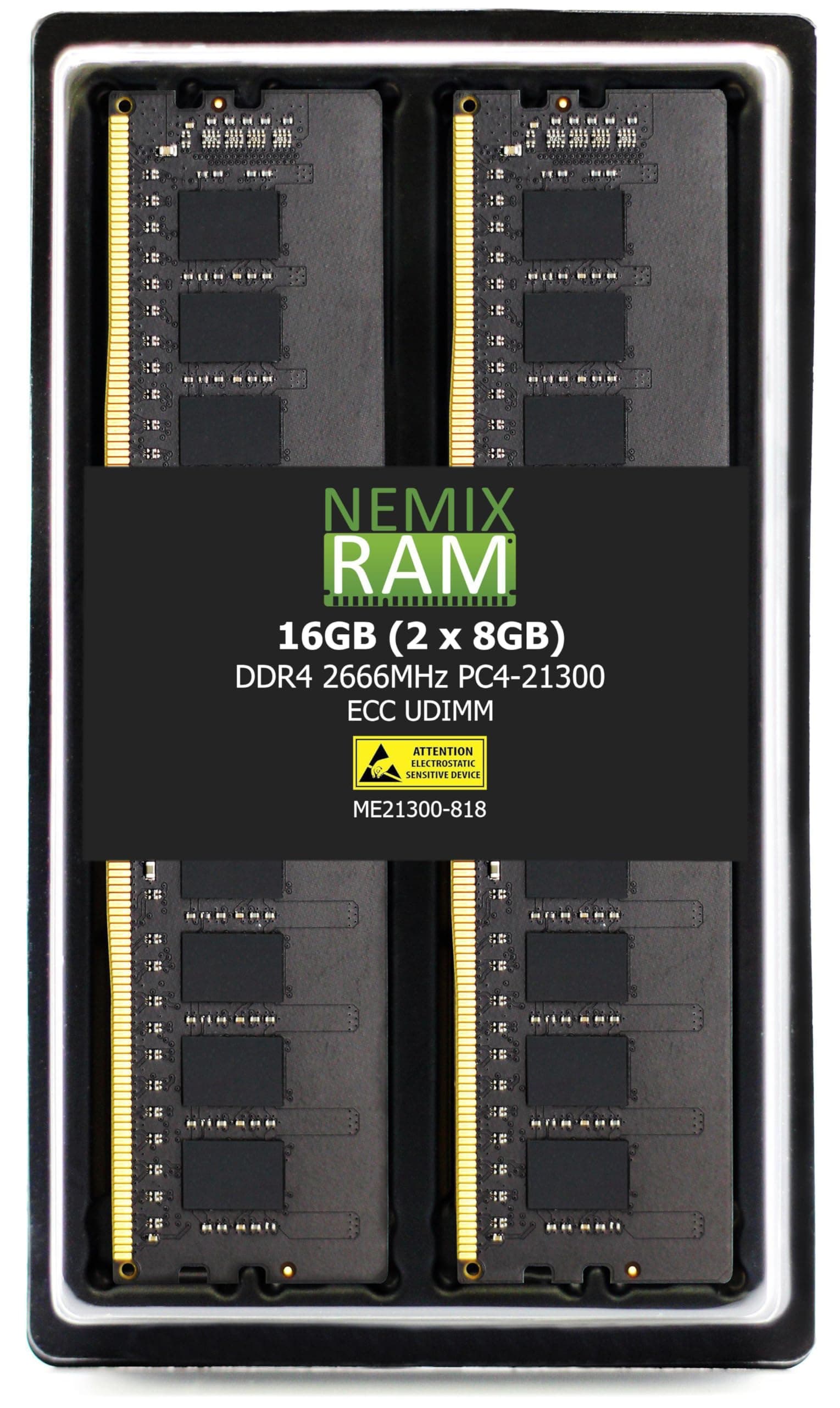 NEMIX RAM 16GB (2X8GB) DDR4 2400MHZ PC4-19200 1Rx8 1.2V 288-PIN ECC Unbuffered UDIMM Memory KIT Compatible with Synology RackStation RS2421+/RS2421RP+ NAS