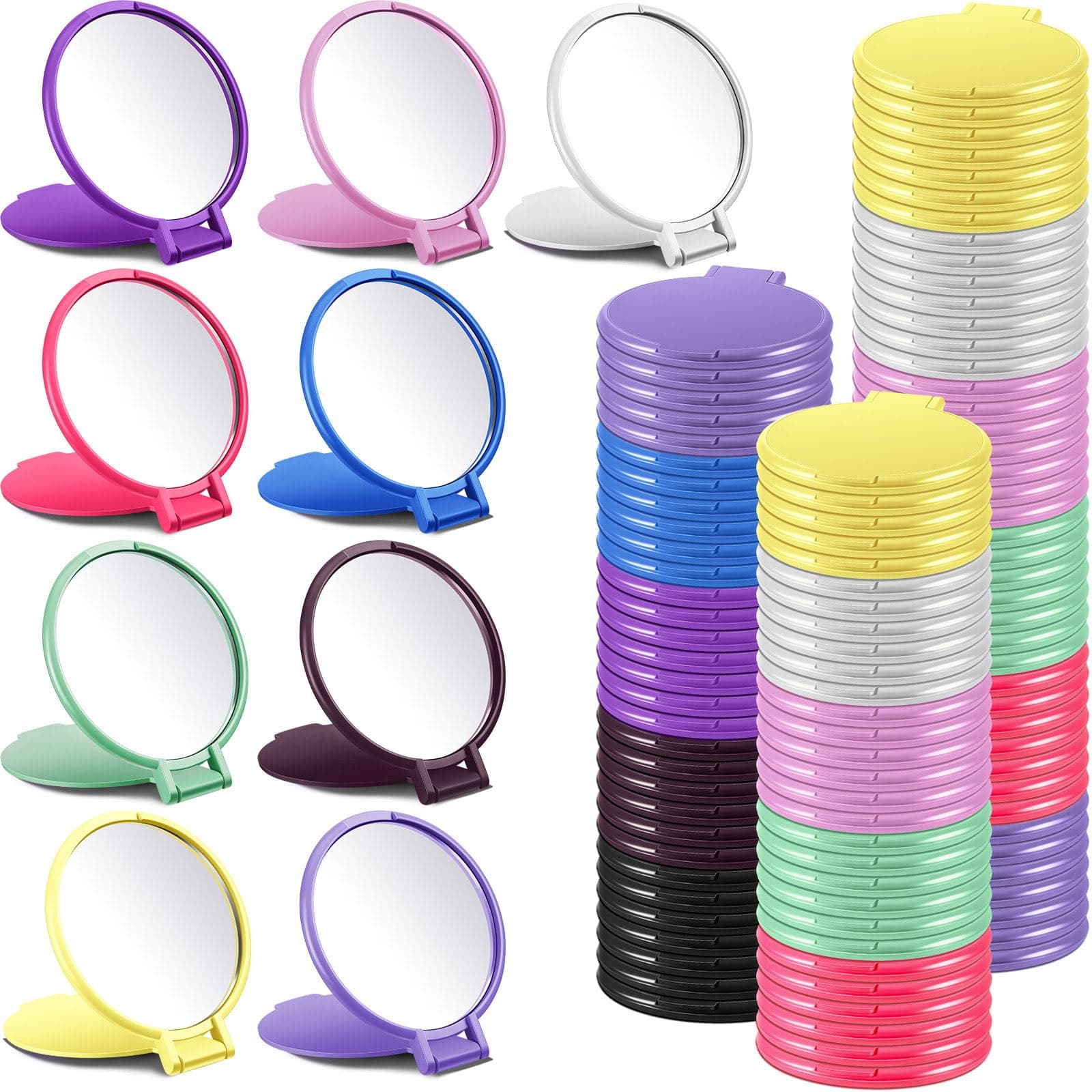 Juexica 360 Pcs Compact Mirrors Bulk, Mini Folding Stand, Classic Colors