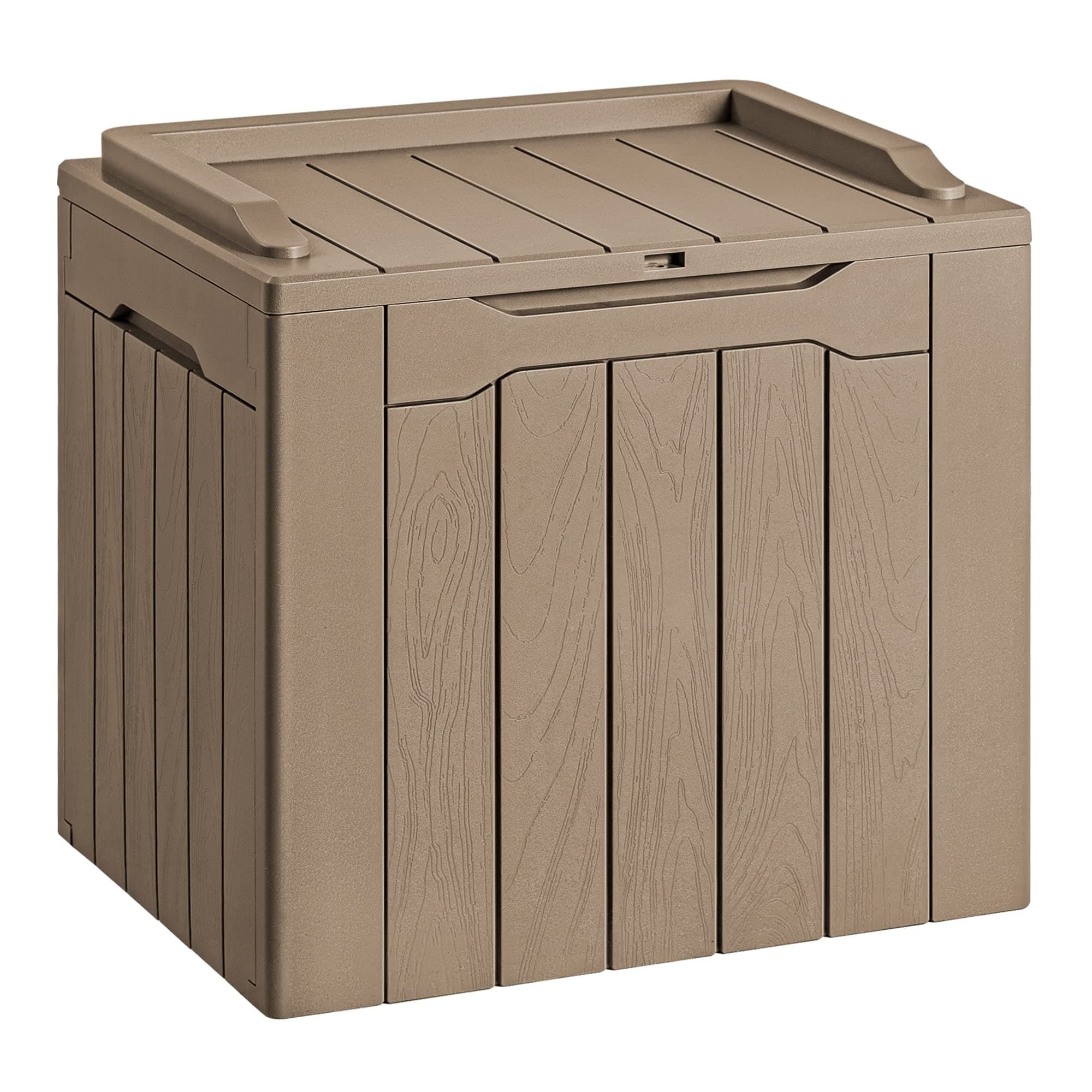 Devoko 30 Gallon Resin Deck Box, Waterproof Outdoor Storage Bench, Lockable