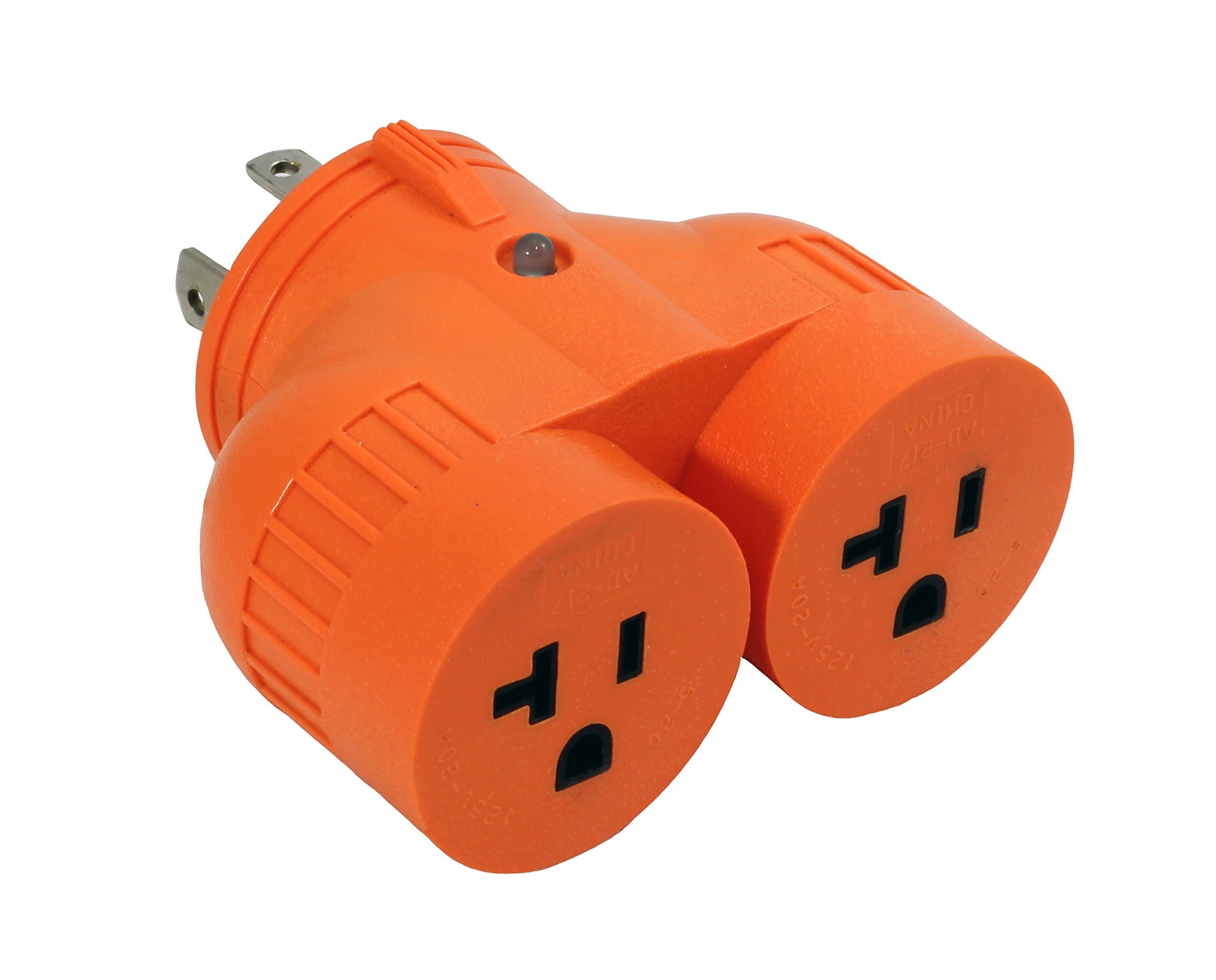AC WORKS [ADVL1420520] Generator V-DUO Adapter NEMA L14-20P 20Amp 4-Prong Locking Plug to (2) 15/20Amp Household Connectors