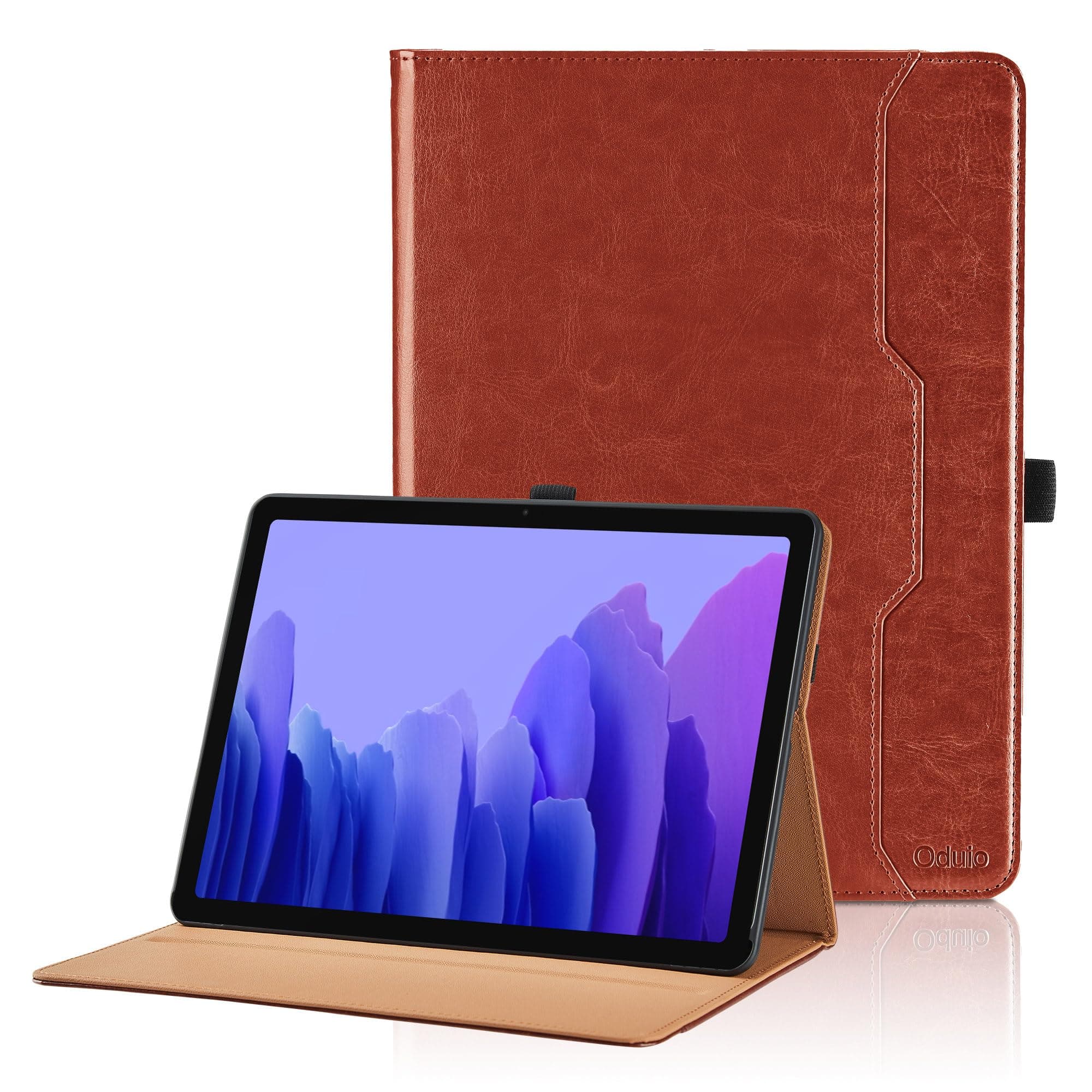 Case for Samsung Galaxy Tab A7 10.4" 2022/2020 - [Hand Strap] Multi-Angle Viewing Stand PU Leather Tablet Case with Auto Wake/Sleep Smart Cover SM-T500/T505/T507/T509 - Reddish Brown