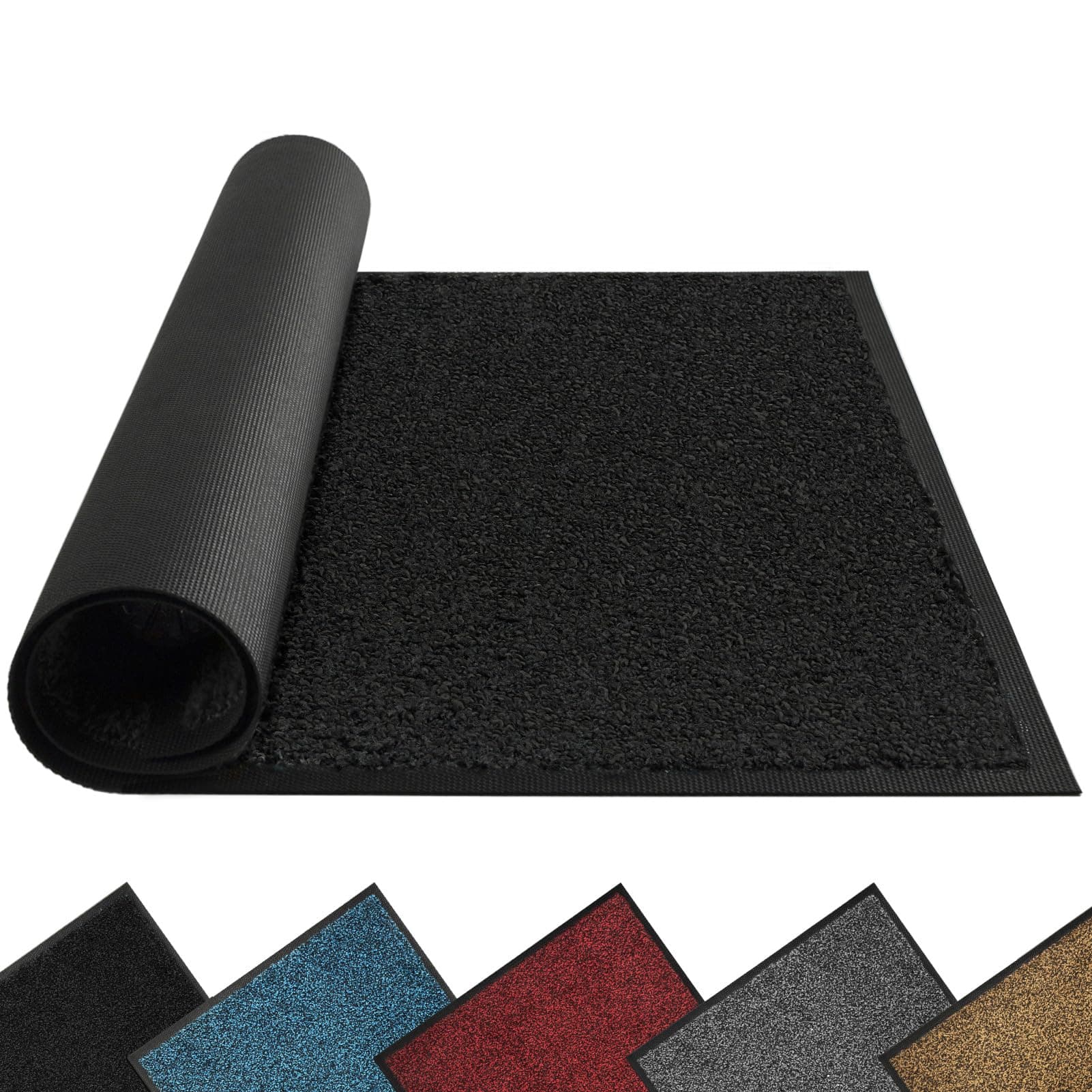 Mibao Dirt Trapper Door Mat for Indoor Outdoor, Waterproof All-Season, All-Weather Doormat, Heavy Duty Non-Slip Entrance Rug, Low Profile Absorbent Entrance Mat Carpet, 32" x 20", Black