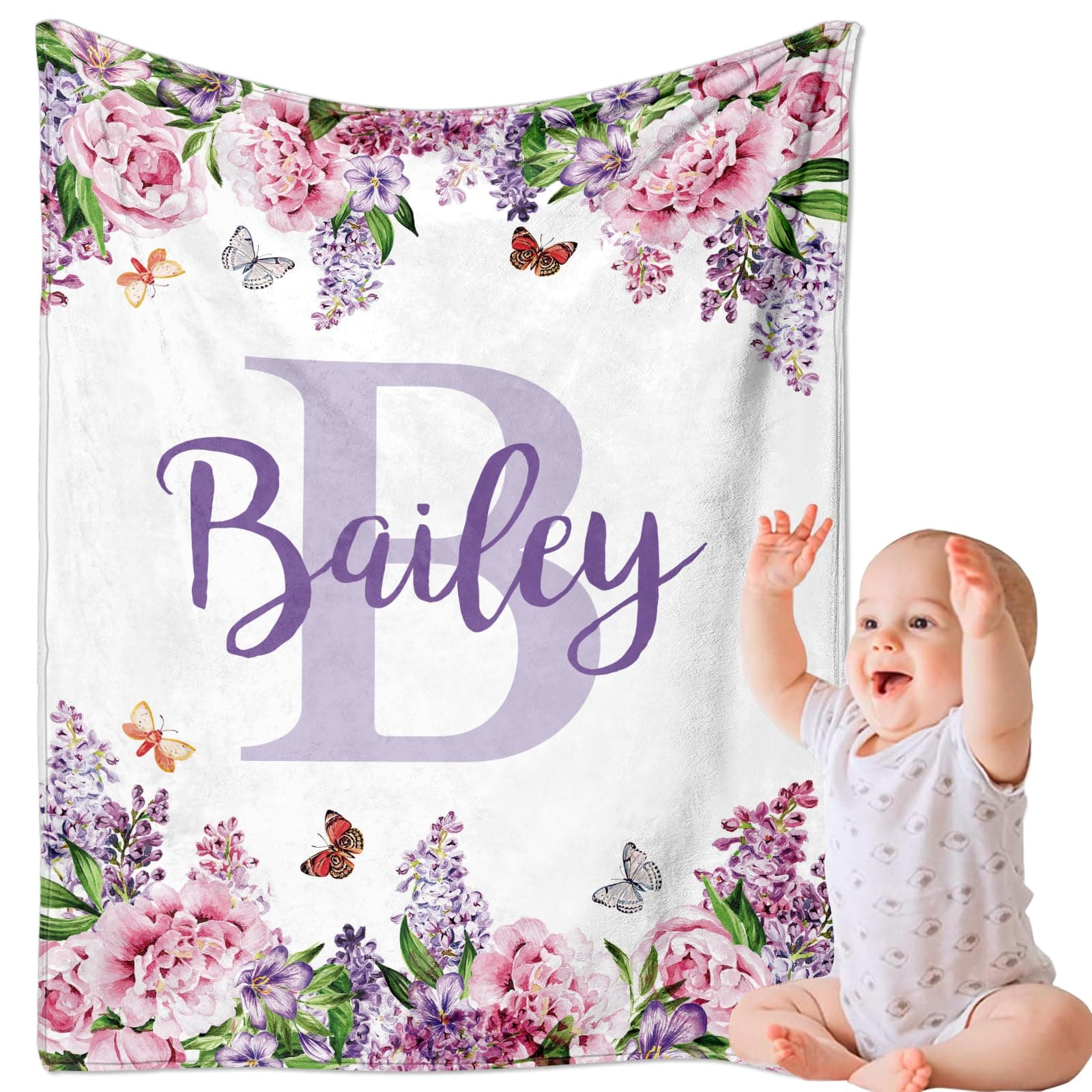 Corissy Ships Next Day, Personalized Baby Blankets, Custom Baby Blanket with Name for Girls,Gift for Chrismas Birthday Memorial Day, Customized Flannel Blanket for Kids Adults 30"X40"