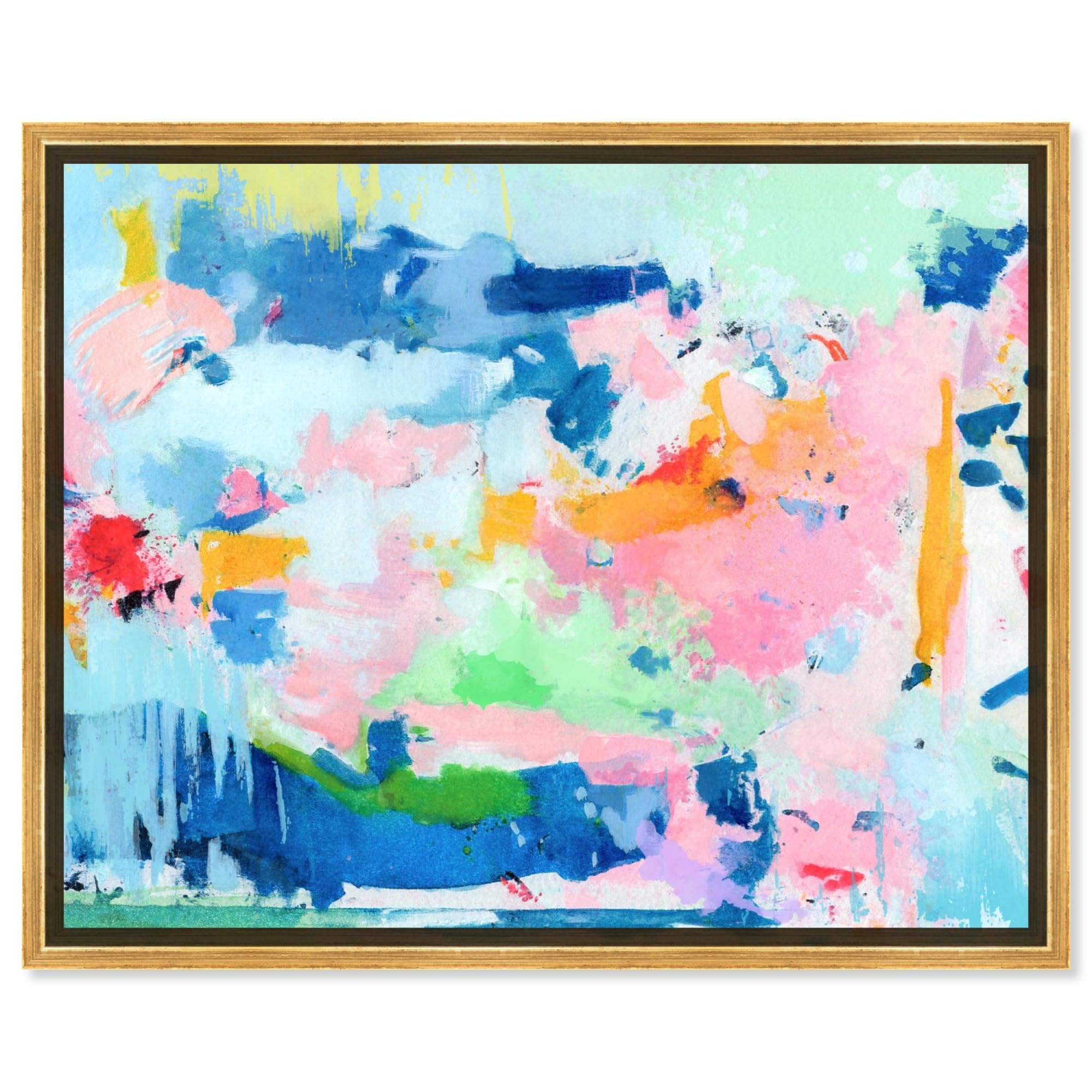 Art Remedy Peaceful Haven Canvas Bright Colorful Abstract Wall Art, Gold Frame, 45" x 36"