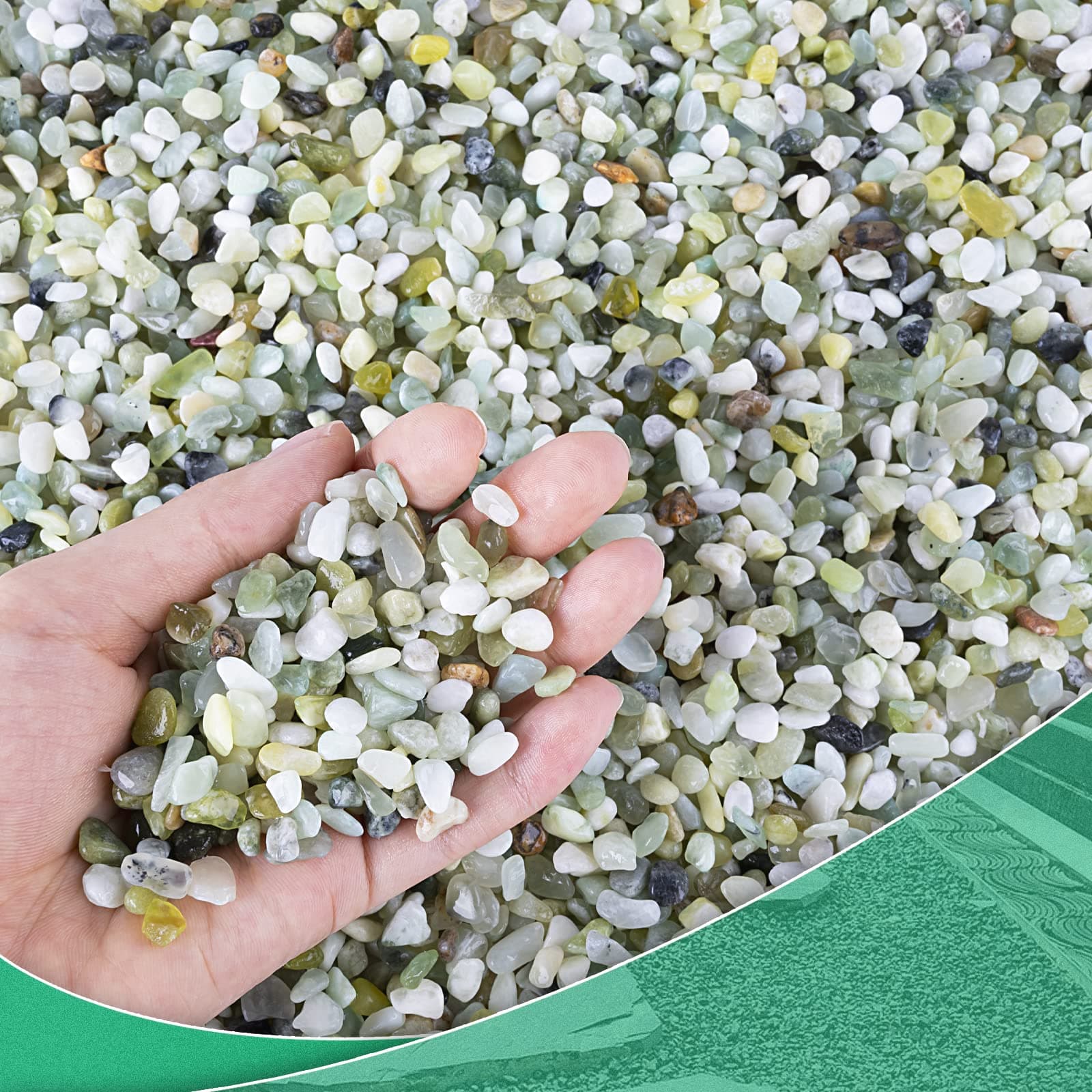 Succulent Rocks for Plants Tiny Pebbles for Planters Pea Gravel Bulk Course Sand Soil Small Decorative Stones for Indoor Bonsai Pots Cactus Top Dressing Aquarium Garden Landscape,Green,11.8LB