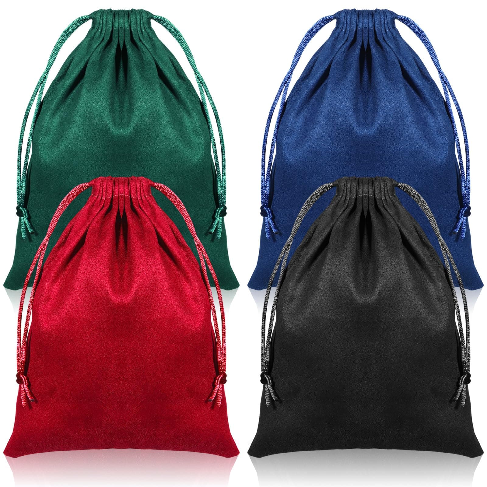 Zelphvt Velvet Gift Bags with Drawstring, 4 PCS 6 x 8 Inch Dice Storage Bag, Soft Small Velvet Drawstring Pouch for Tarot Card, Jewelry, Gifts