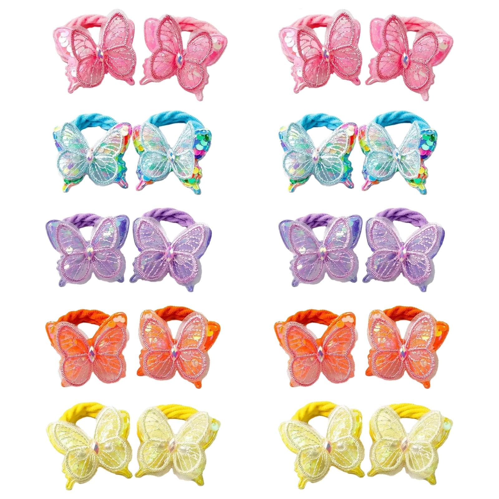 20PCS new sequin butterfly girl tied ponytail children's elastic headbands hair accessories cute children's headband baby headband, ponytail fixator, suitable for girls' hair accessories