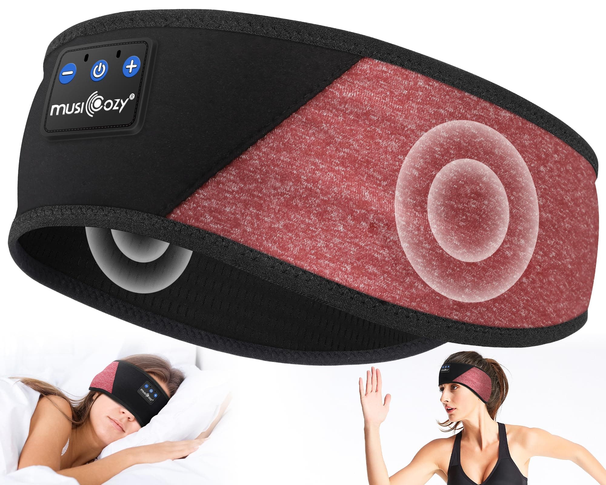 MUSICOZY Sleep Headphones Bluetooth Sport Headband, Wireless Music Sleeping Headphone with IPX6 Waterproof Microphones for Sleeping Workout Running Insomnia Side Sleepers Travel Yoga Meditation Office