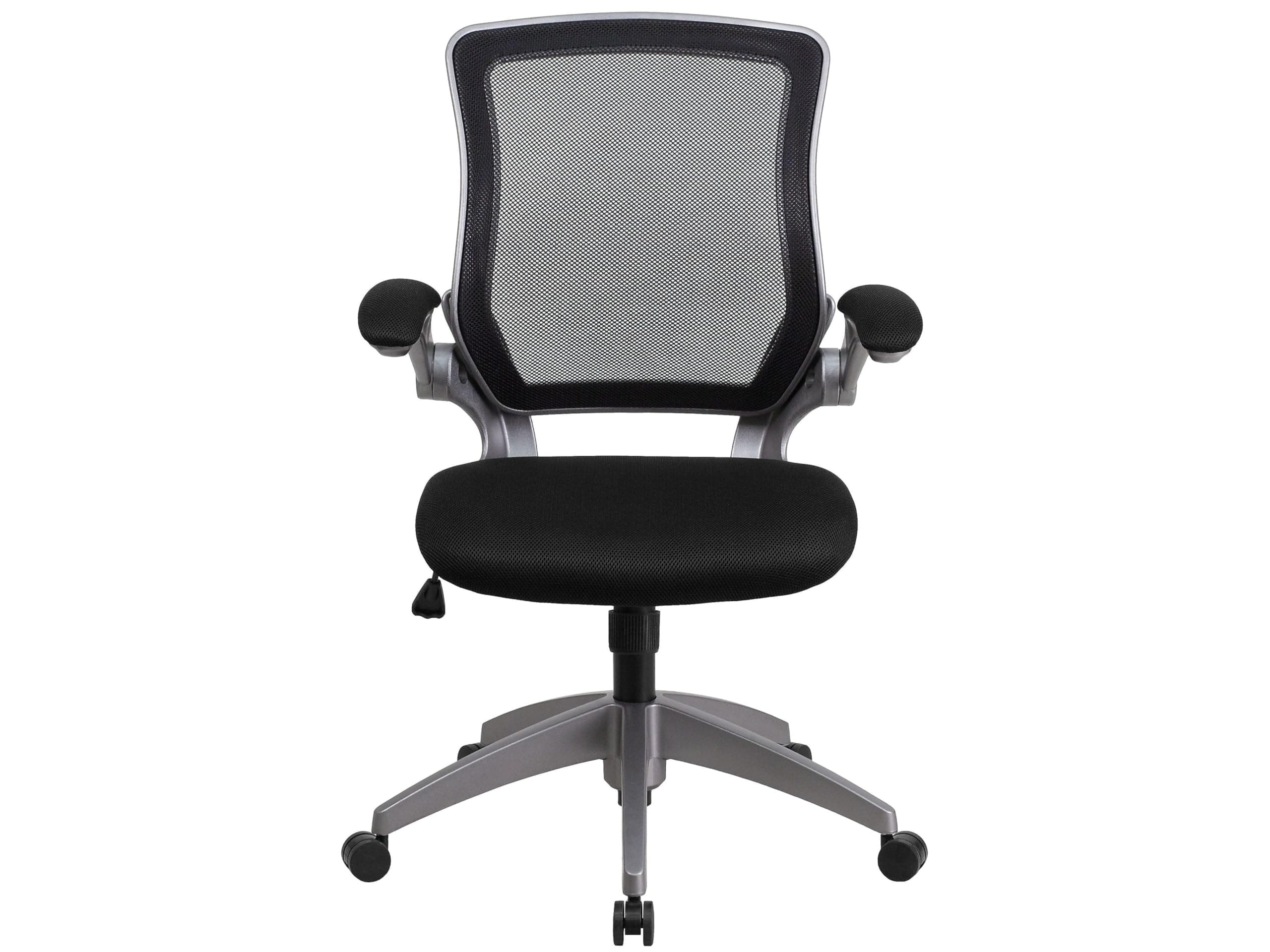 Flash Furniture Mid-Back Black Mesh Swivel Task Chair with Gray Frame and Flip-Up Arms