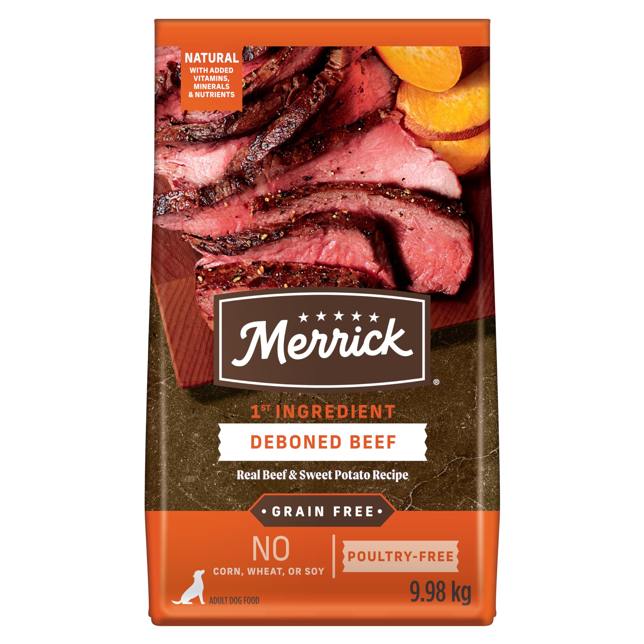 Merrick Dry Dog Food, Grain Free Real Beef and Sweet Potato Recipe - 22 lb (9.98 kg) Bag (1 Pack)