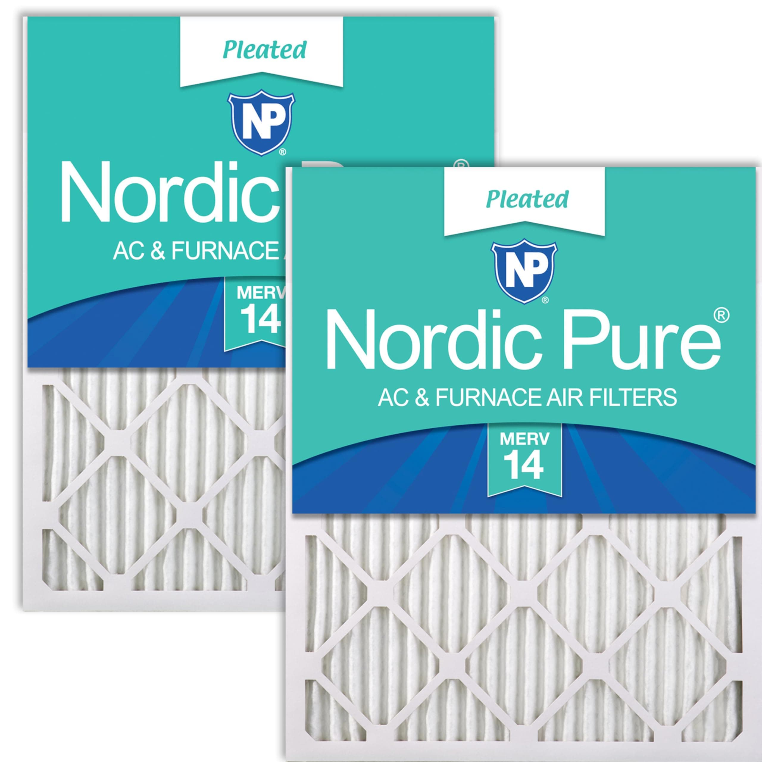 Nordic Pure 20x20x1 Pleated MERV 14 Air Filters 2 Pack