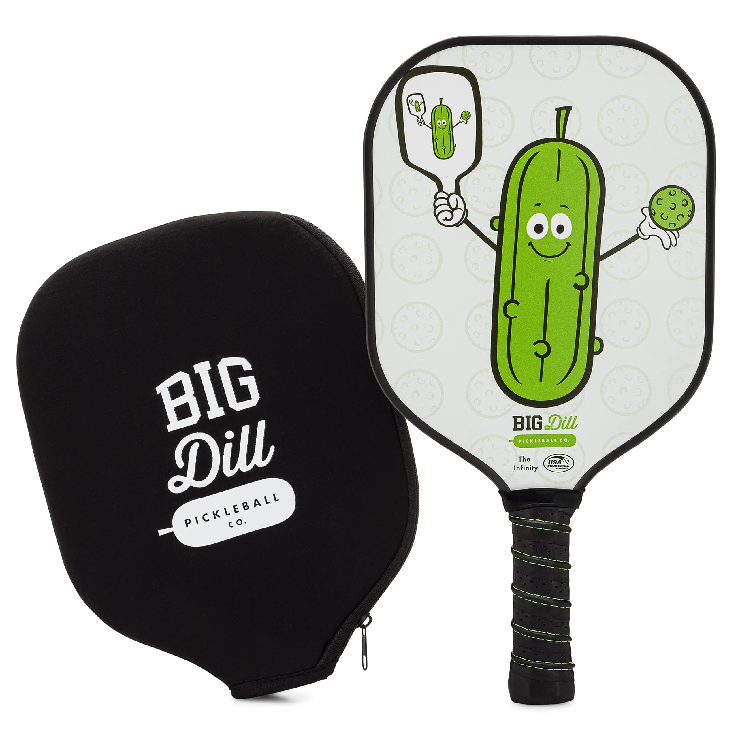 Big Dill Pickleball Infinity Fiberglass Pickleball Paddle | USA Pickleball Approved Paddles | Premium Pickleball Racket for Beginners to Pro Single Pickle Ball Paddle with Cover