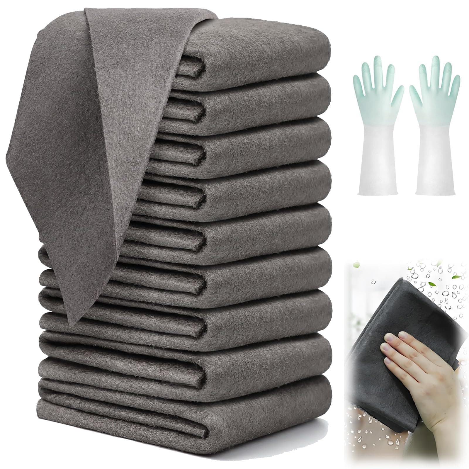 ZebraDrome 10 Counts Thickened Magic Cleaning Cloth, 2026 Upgraded Wipe Once Shine Always Cloths Streak Free, Magic Cleaning Cloths for Glass, Reusable Microfiber, Magic Stainless Steel Cloth