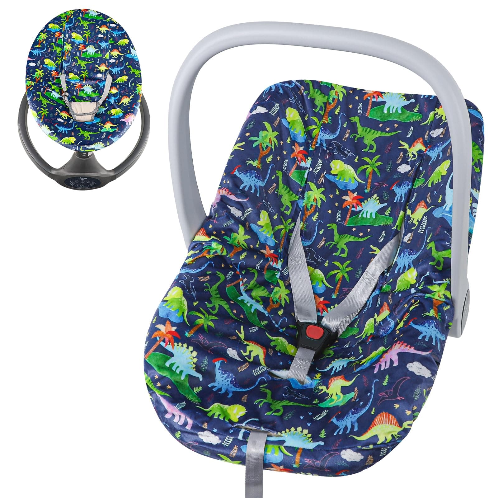 DAYEEBALL Infant Car Seat Liner, Baby Seat Cover Liner for Carseat Protection, Winter Car Seat Cover Liner for Baby Boys & Girls, Warm and Soft, Machine Washable, Blue Dinosaur