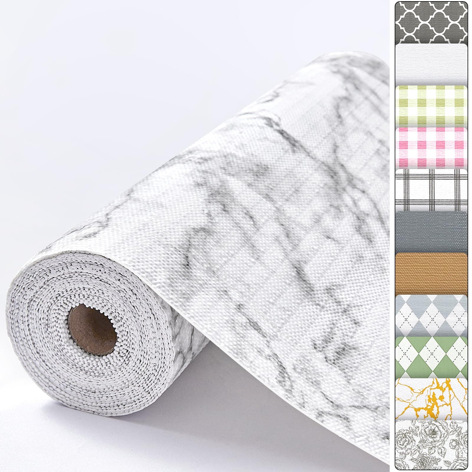 Windimiley Drawer and Shelf Liner, Easy to Cut, Clean 24"×30', White Marble