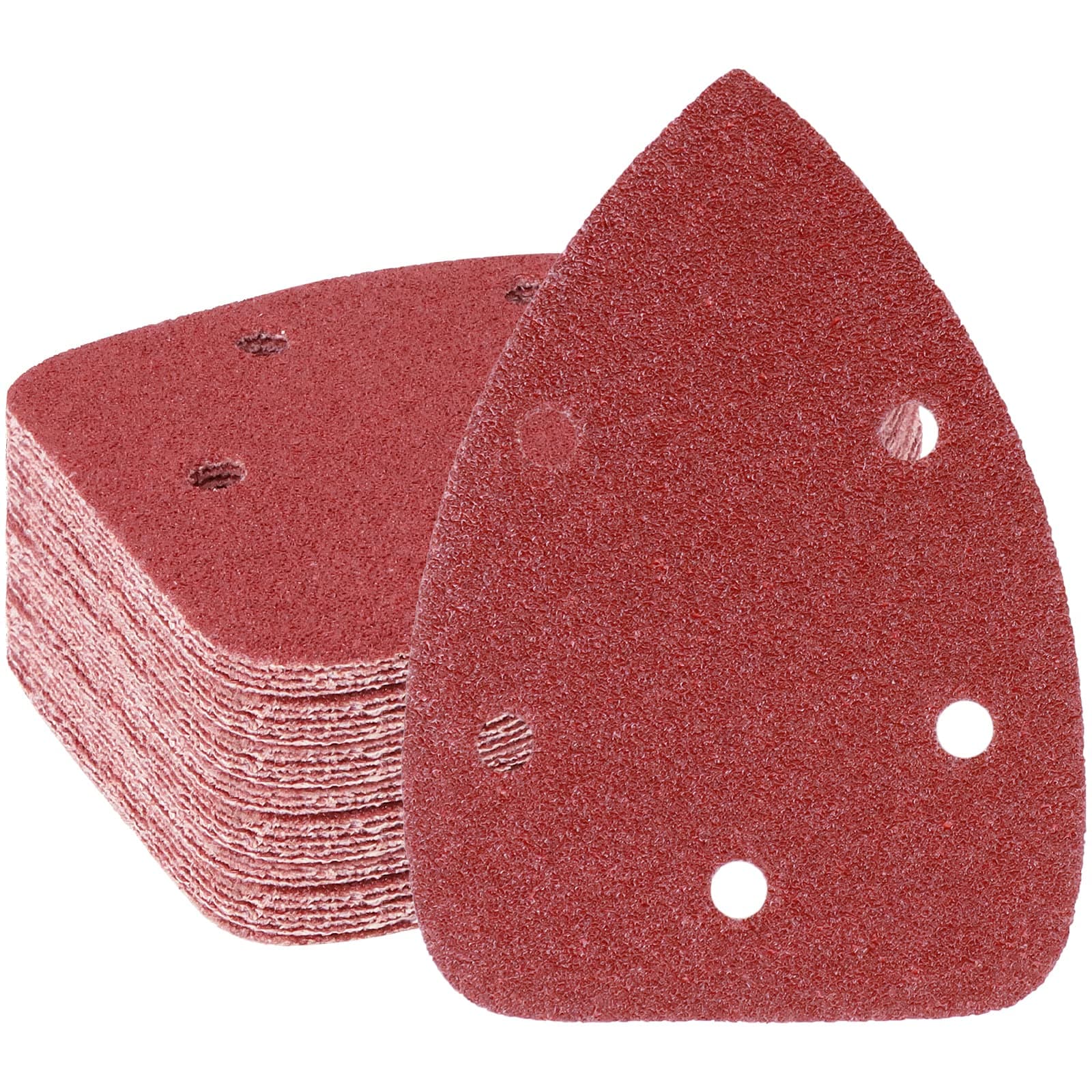 Mouse Detail Sander Sandpaper, 30 Pieces 80 Grit 5 Hole Mouse Sanding Pad Hook and Loop Sanding Sheets Coarse Triangle Sandpaper for 140mm Sanding Machine