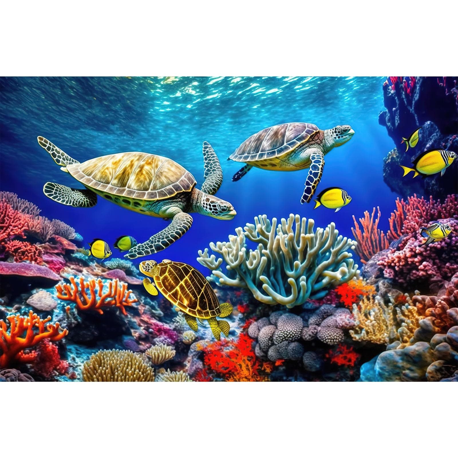 Tropical Ocean Aquarium Background Coral Reef Wild Sea Turtles Fish Tank Background Under The Sea Marine Life Deep Ocean Terrarium Backgrounds Colorful Corals Reptile Tank Backgrounds 48x20in