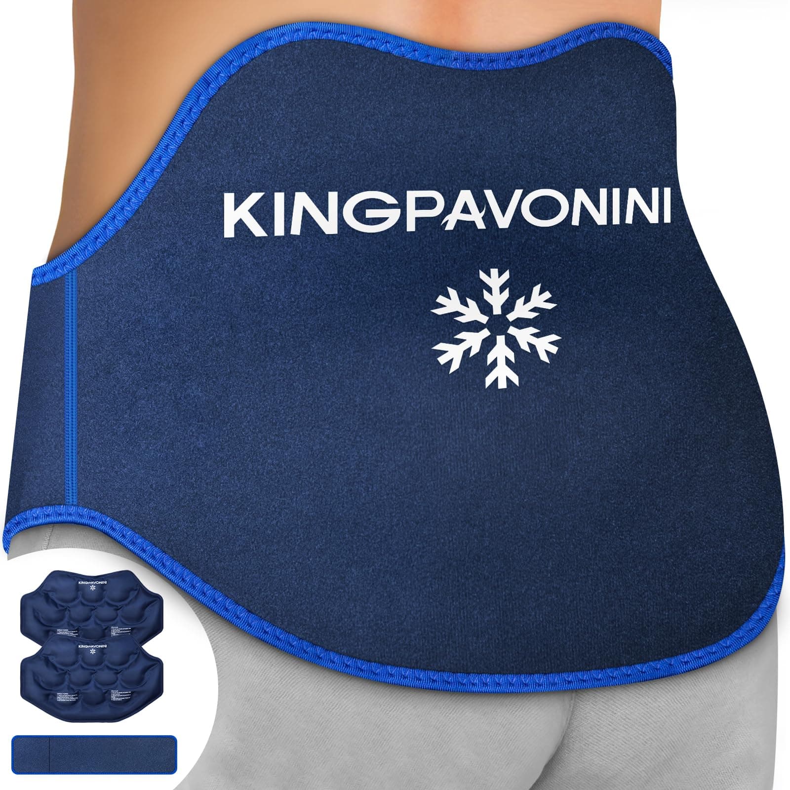 KingPavonini Extra Large Ice Pack for Back Pain Relief, 2 Gel Packs, Blue
