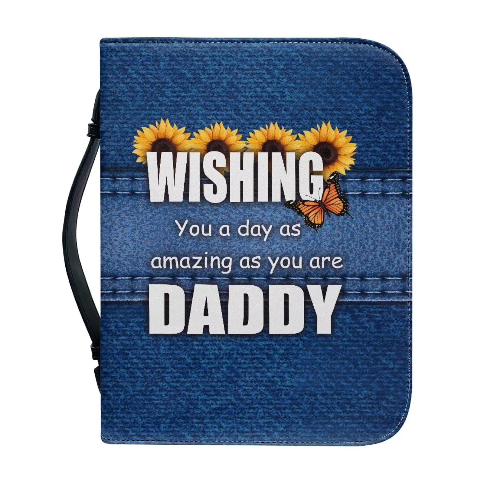 Panskyllis Sunflowers Bible Case Cover for Women Leather Carrying Book Case with Zipper and Handle Dustproof Protective Scripture Handbag Size M-2XL