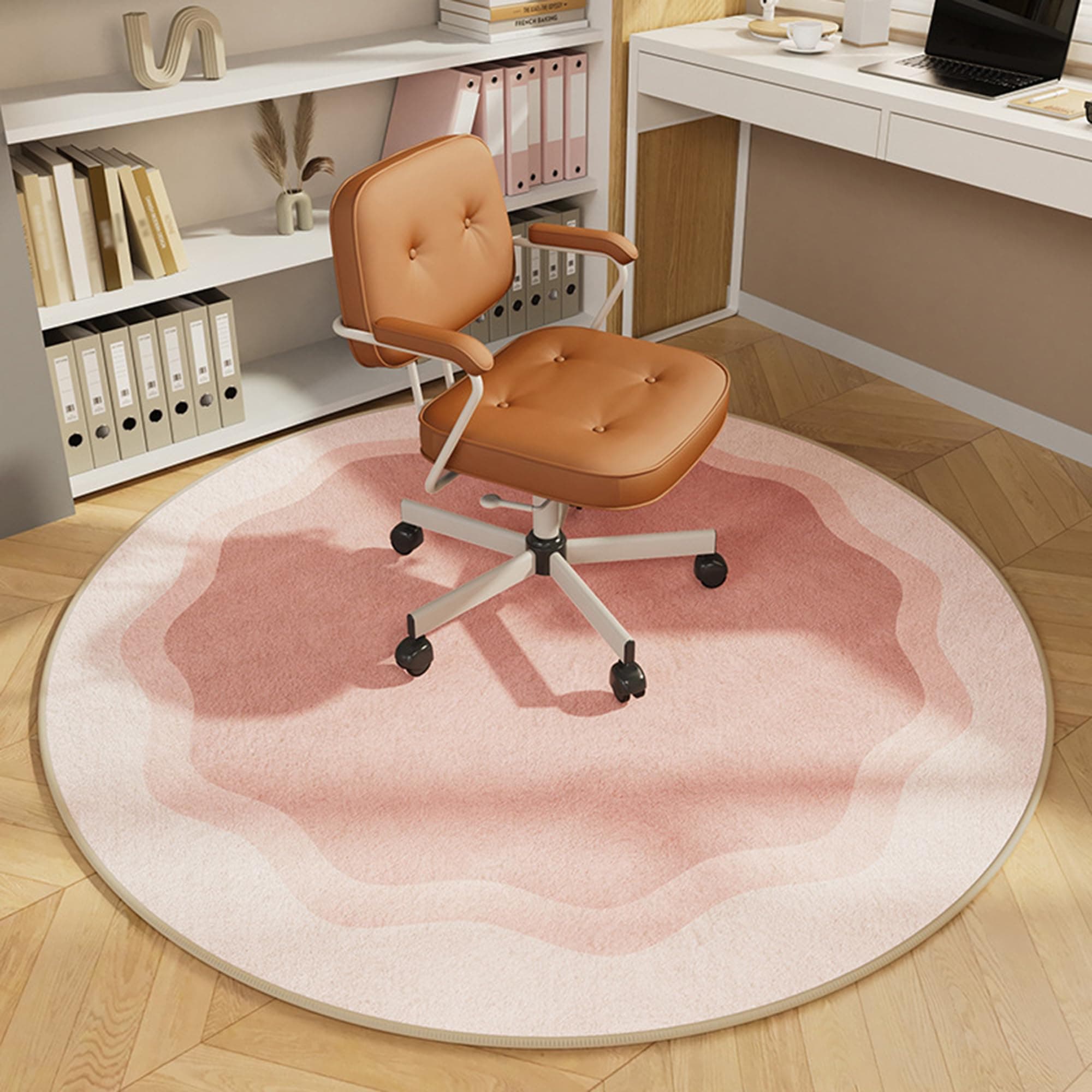 XIEMINLE Office Chair Mat, Round, Pink, 80x80cm, Non-Slip, Hard Floor, Carpet
