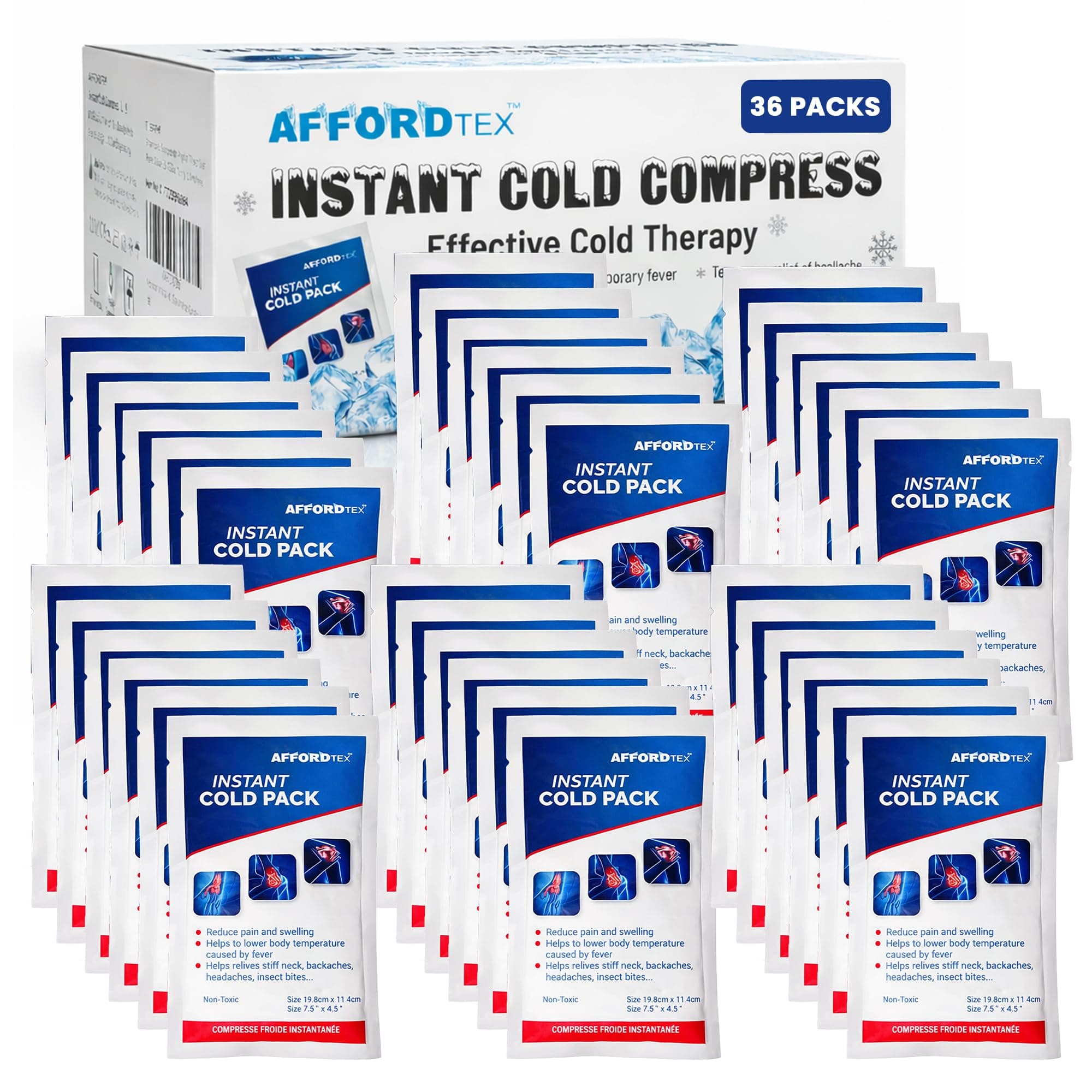 36 Instant cooler Ice pack- Ice packs Large (7.5 x 4.5 Inches) - Ready to use – Ideal for Injuries, Inflammation, Sprains, Strains,Pain relief