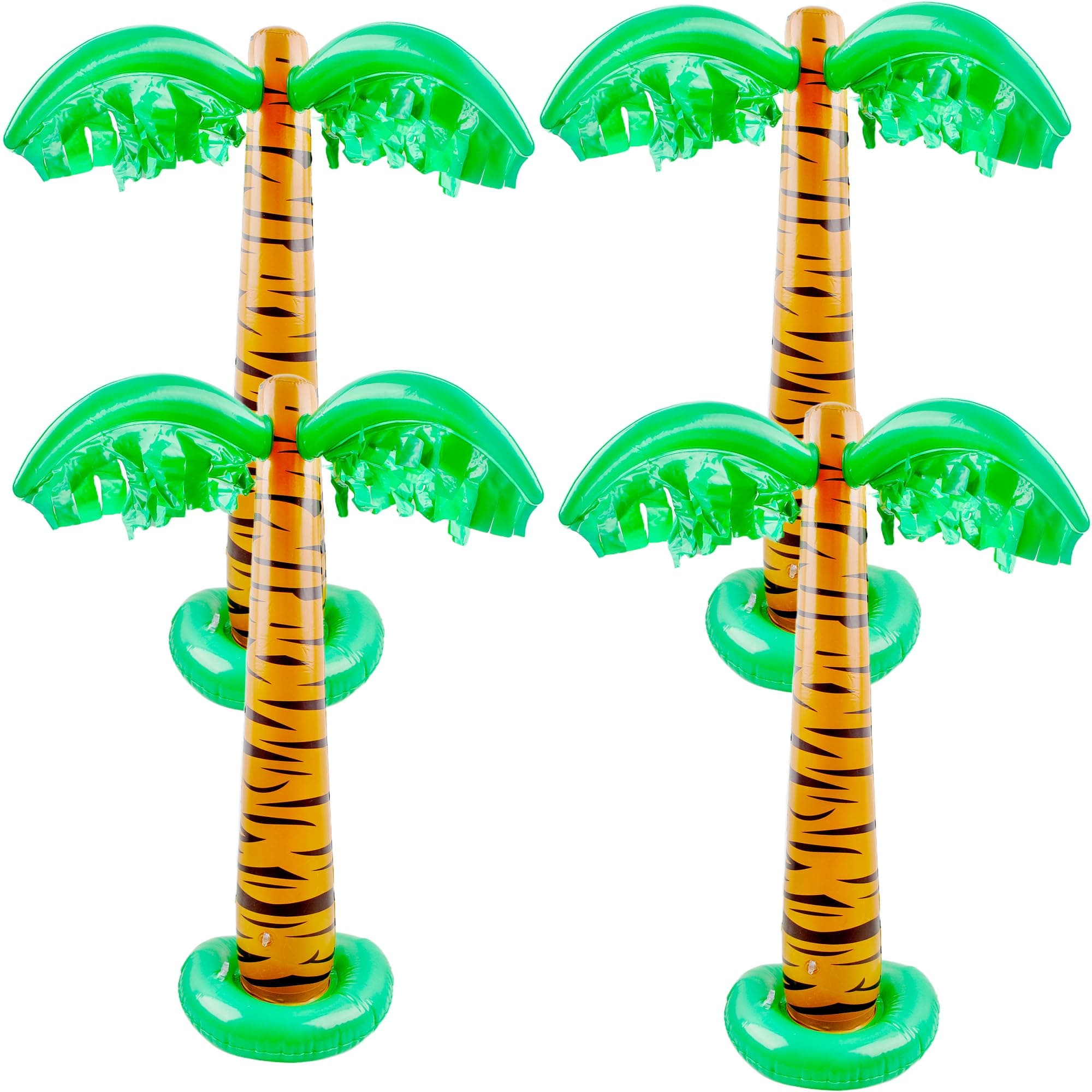 4 Pack 32 inch Inflatable Palm Tree Blow Up Coconut Trees for Hawaiian Tropical Pool Party Summer Birthday Decorations