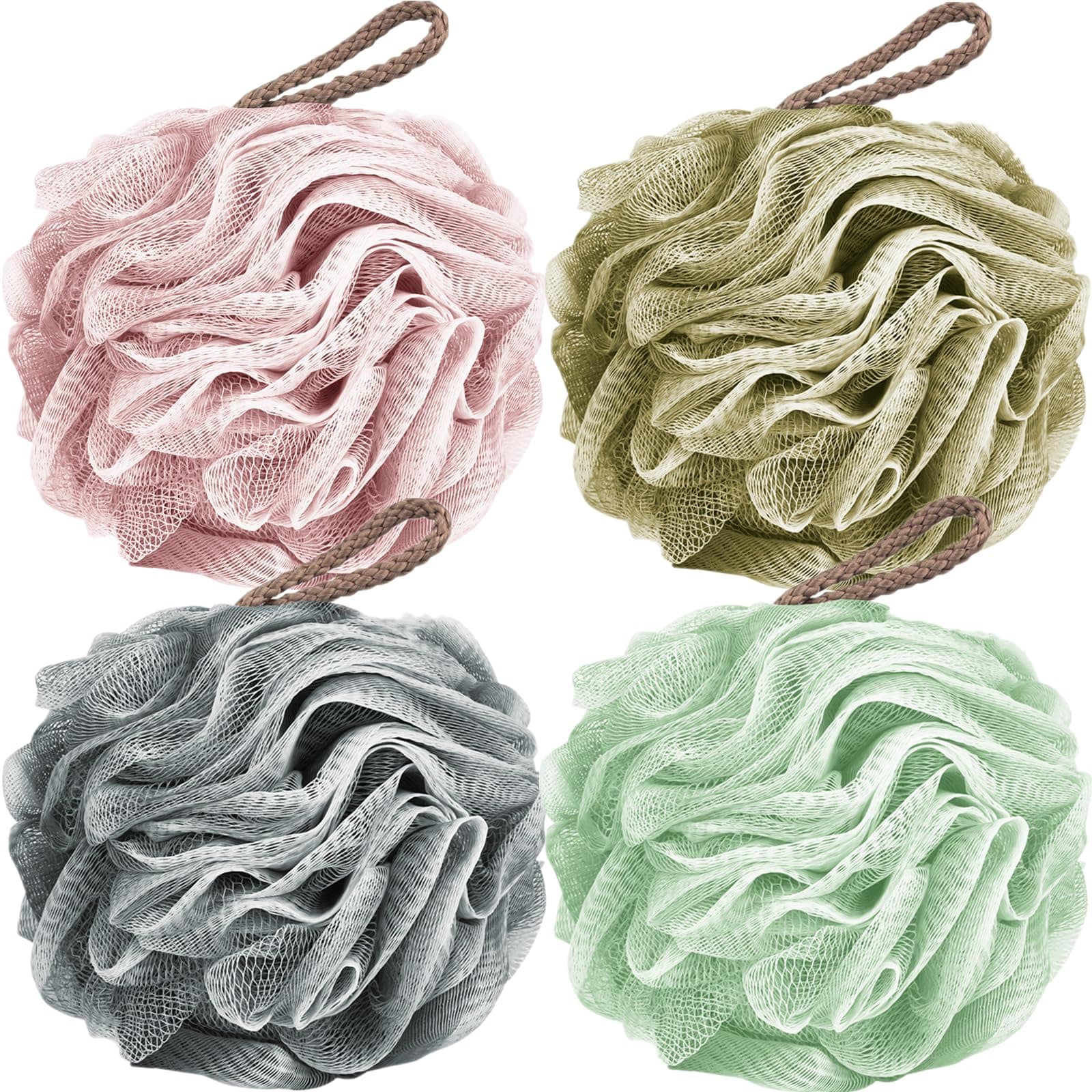 Fu Store Bath Sponges Shower Loofahs 50g Mesh Balls Sponge for Body Wash Bathroom Men Women - 4 Pack Scrubber Cleaning Loofah (50g Black)