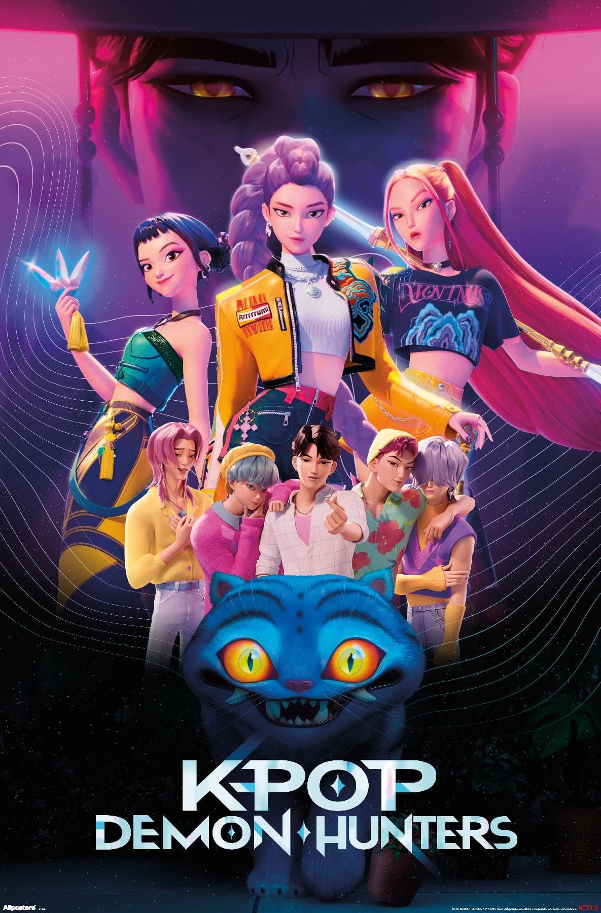 Netflix KPop Demon Hunters (2025) - Group Wall Poster, 34L" x 22.4W", Unframed Version