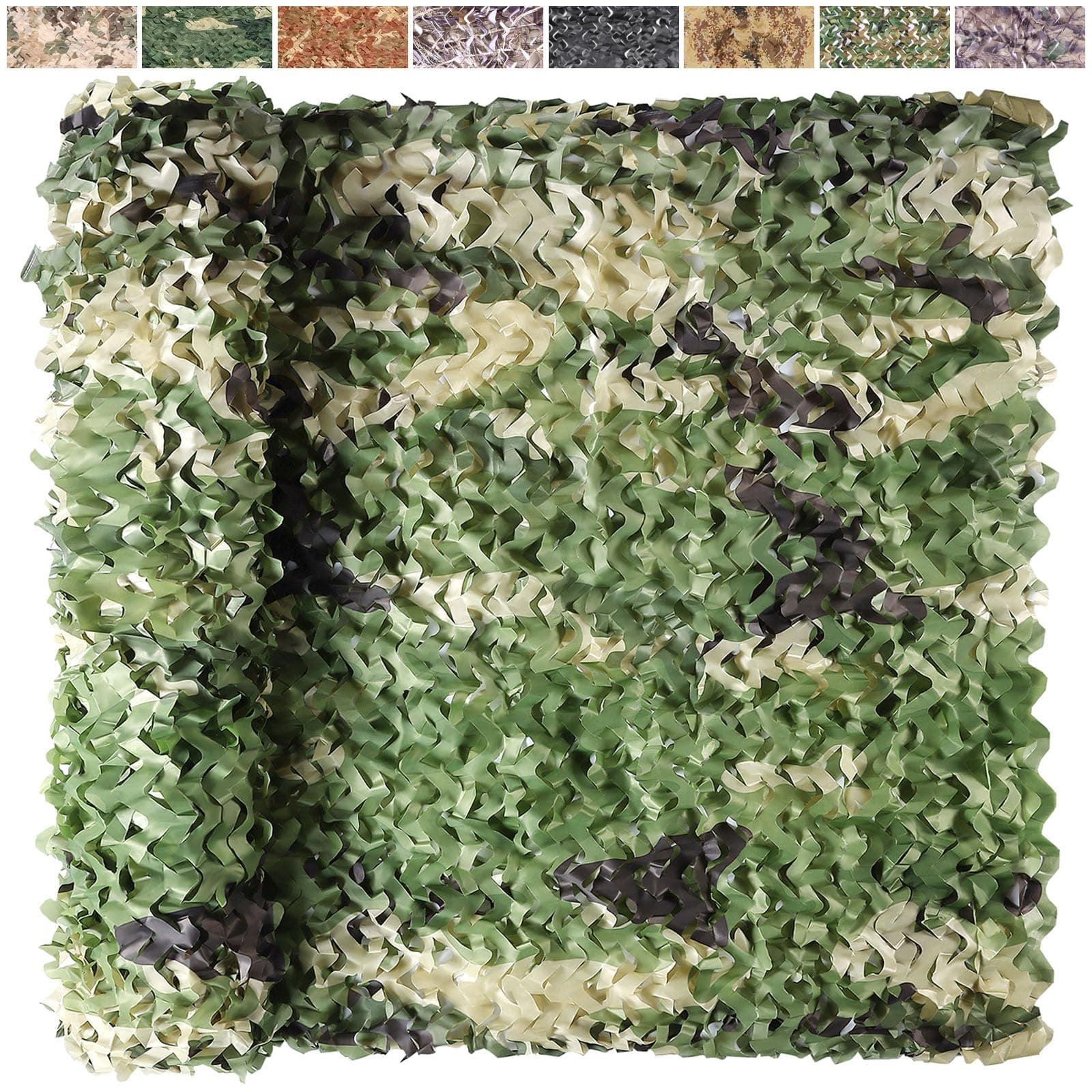 Yeacool Camo Netting Camouflage Netting Sunshade Net for Decor Hunting Blind Outdoor Photography Dinosaur Birthday Theme Party Decoration (5 Color Woodland, 19.7ftx19.7ft,6m*6m)