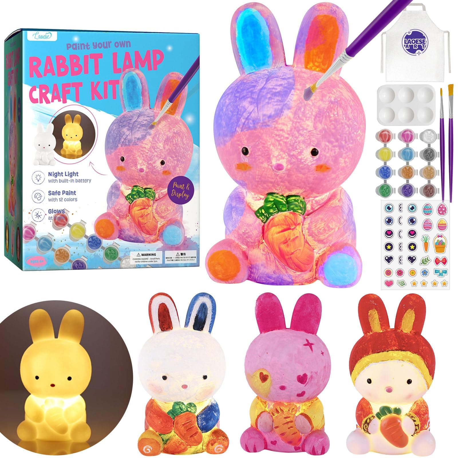 Bunny Lamp Painting Kit for Kids, Bunny Toys for Kids, Crafts for Kids