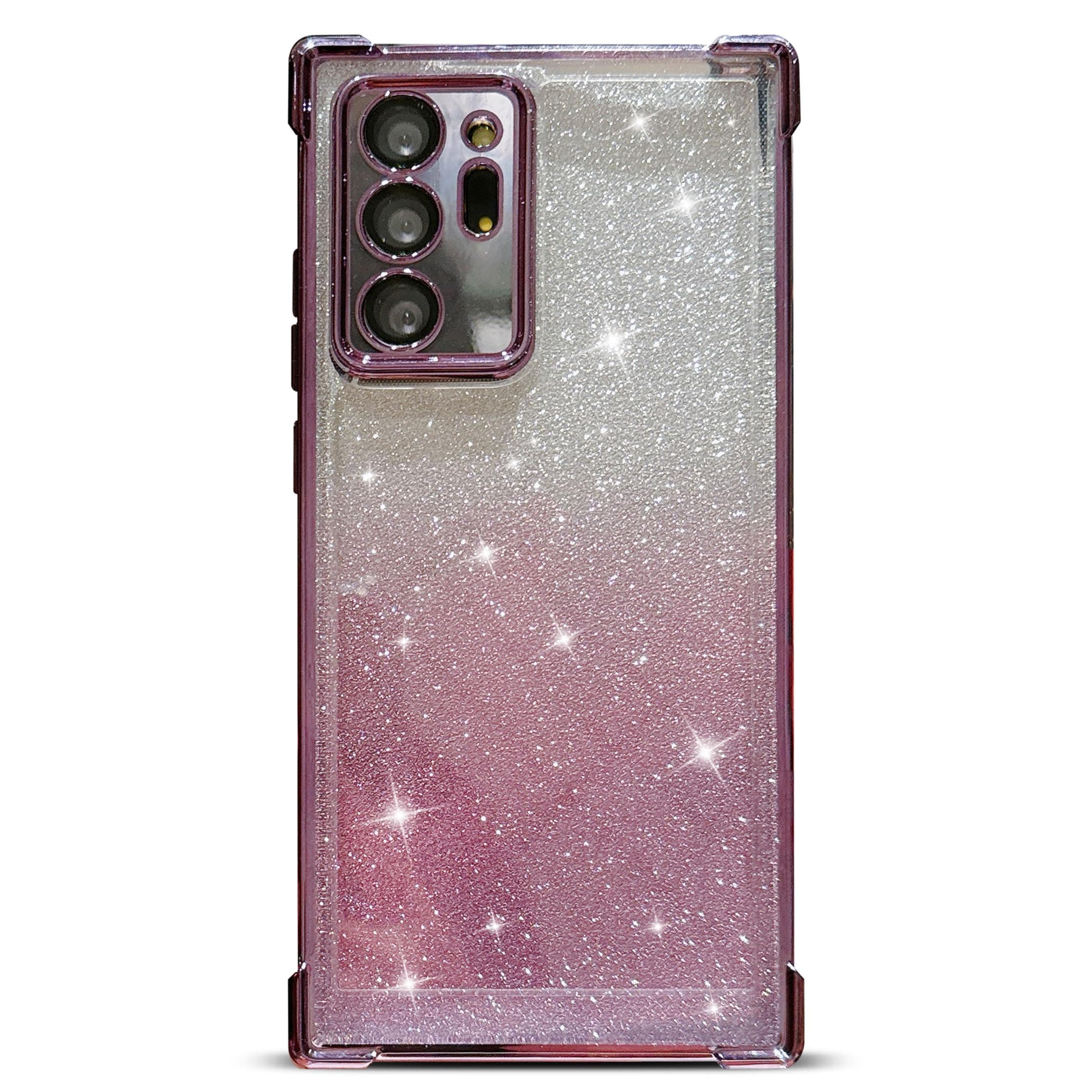 Lcenbk for Samsung Galaxy Note 20 Ultra 5g Phone Case, Luxury Plated Edge Bling Gradient Glitter Camera Lens Protector Cover Soft Silicone Shockproof Protective Clear Bumper (Purple)