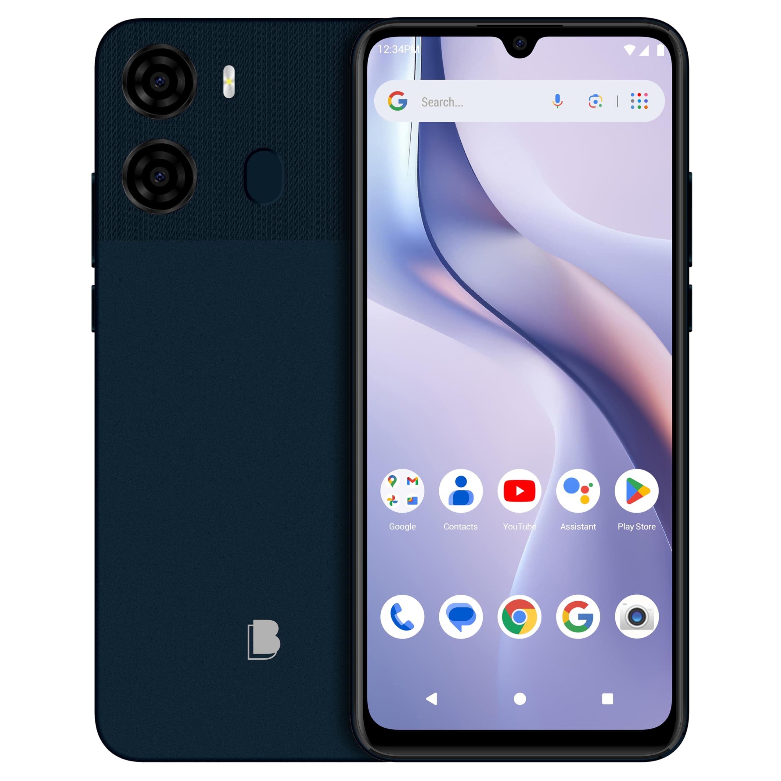 BLU K2 | Unlocked | 6.88” HD+ Display | 13MP Main Camera + 8MP Selfie Camera | 64GB | 5,000mAh Battery | Android 15 | US Version | US Warranty | Black-Blue