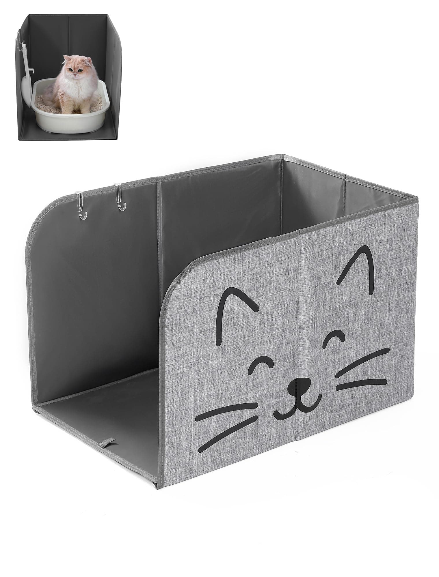 Beveetio Waterproof Cat Litter Box Enclosure Grey
