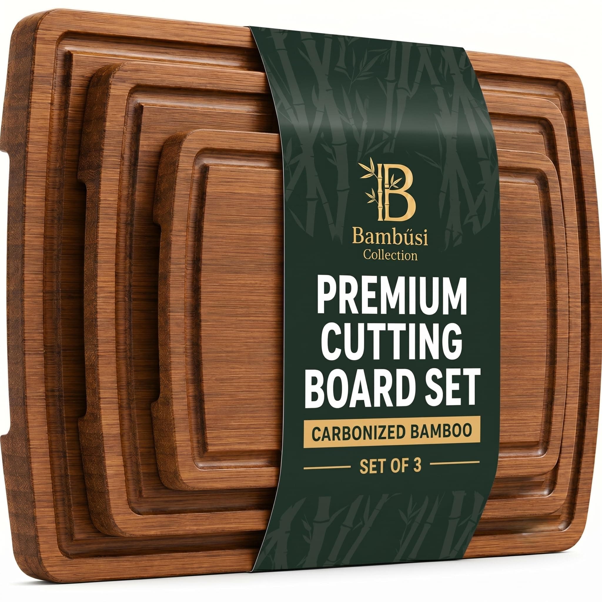 Bamboo Cutting Boards for Kitchen, Non Toxic Wooden Chopping Board Set