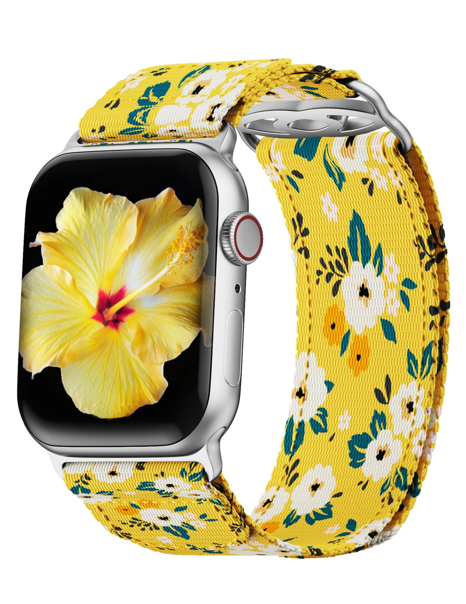 CUZOW Compatible with Apple Watch Band for Women 38mm 39mm 40mm 41mm 42mm 44mm 45mm 46mm,Boho Fancy Nylon Band for Iphone Watch, Floar Hook Loop Bands for Women for iWatch Series 10 9 8 7 6 5 4 3 2 SE