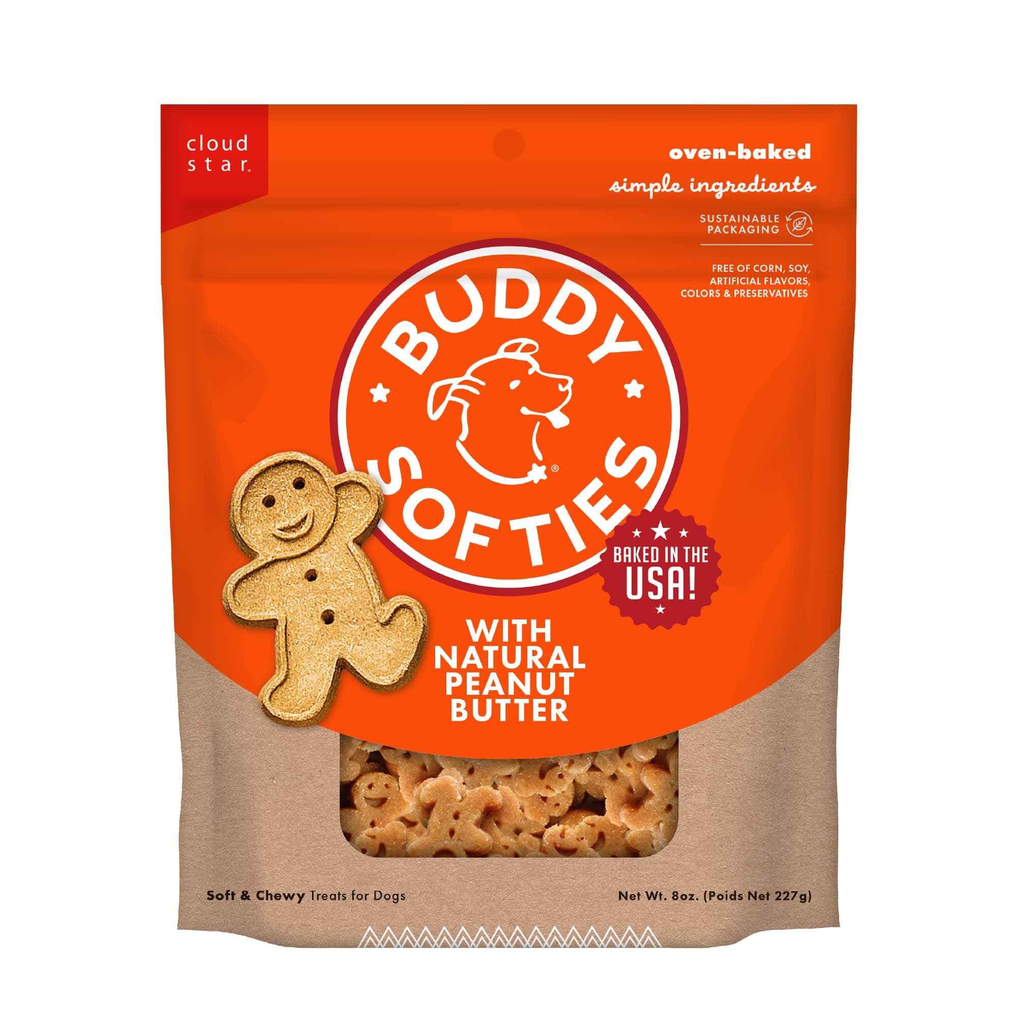 Buddy Biscuits 8 oz Bag of Softies Soft & Chewy Dog Treats, Peanut Butter