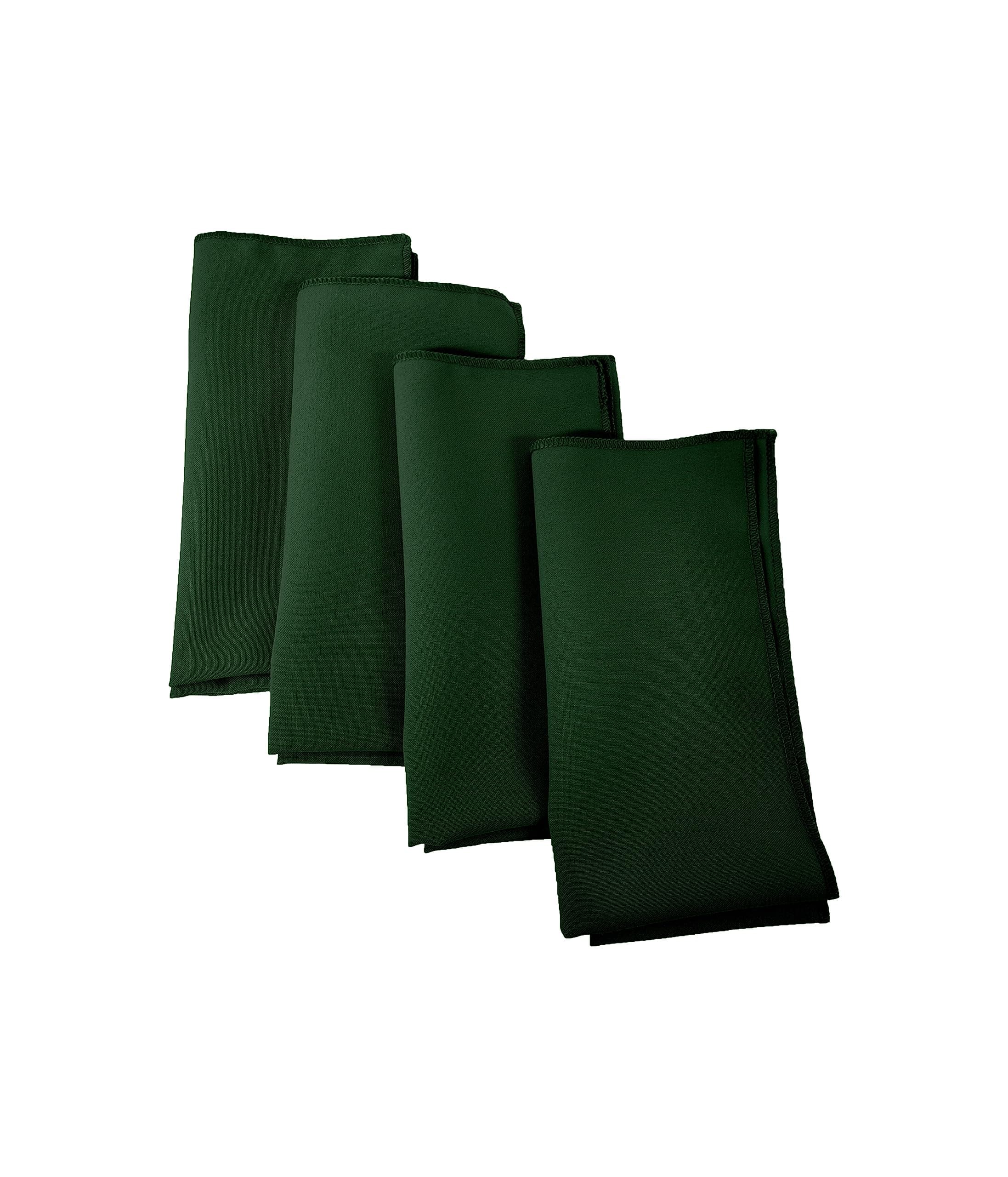 LA Linen 4-Pack Poly Blend Napkins - Soft, Washable, Stain & Wrinkle Resistant - Dinner & Party Napkins - 18x18 - Hunter Green