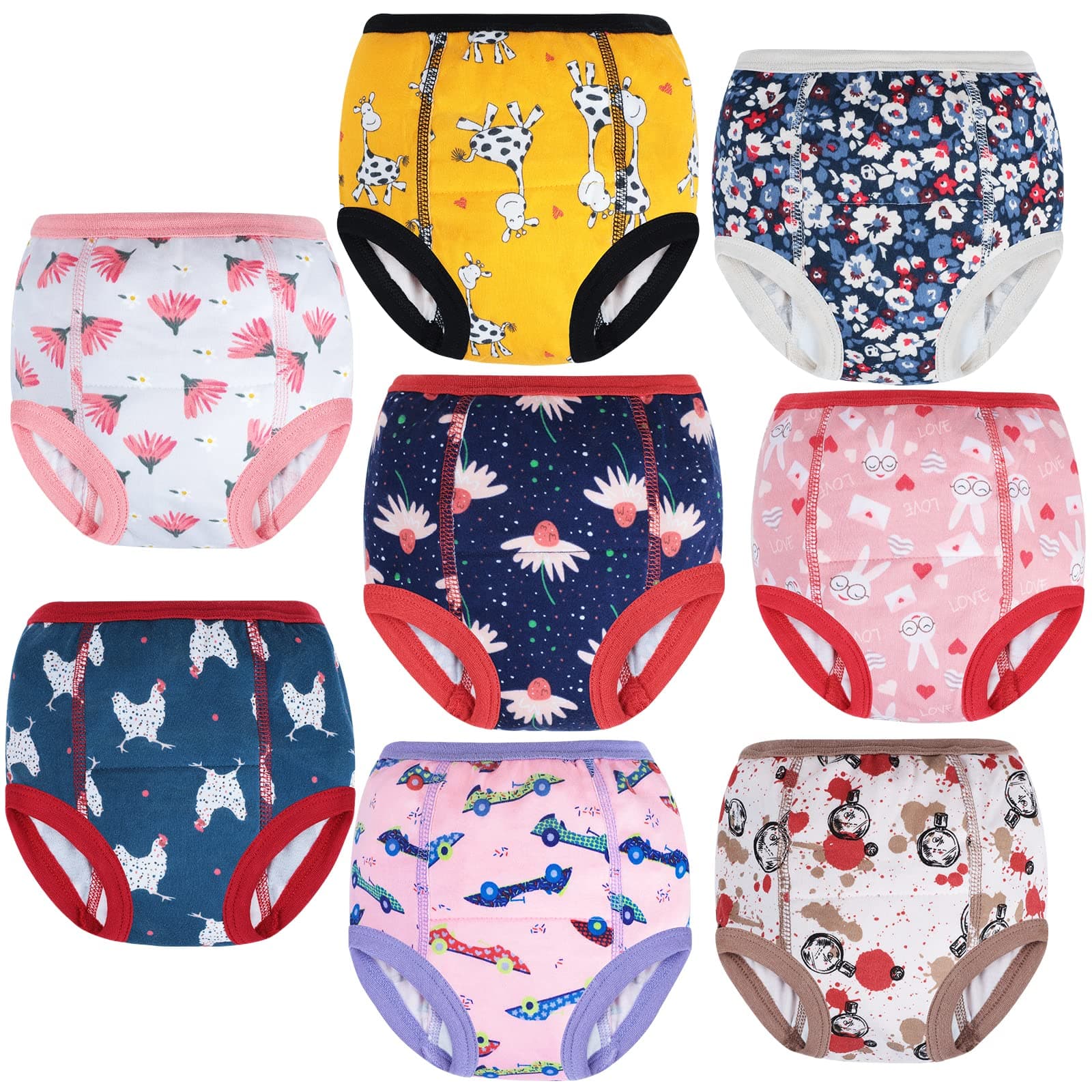 MOEMOE BABY Training Pants Kids Potty Training Underwear for Toddler Girls 8 Pack 6T