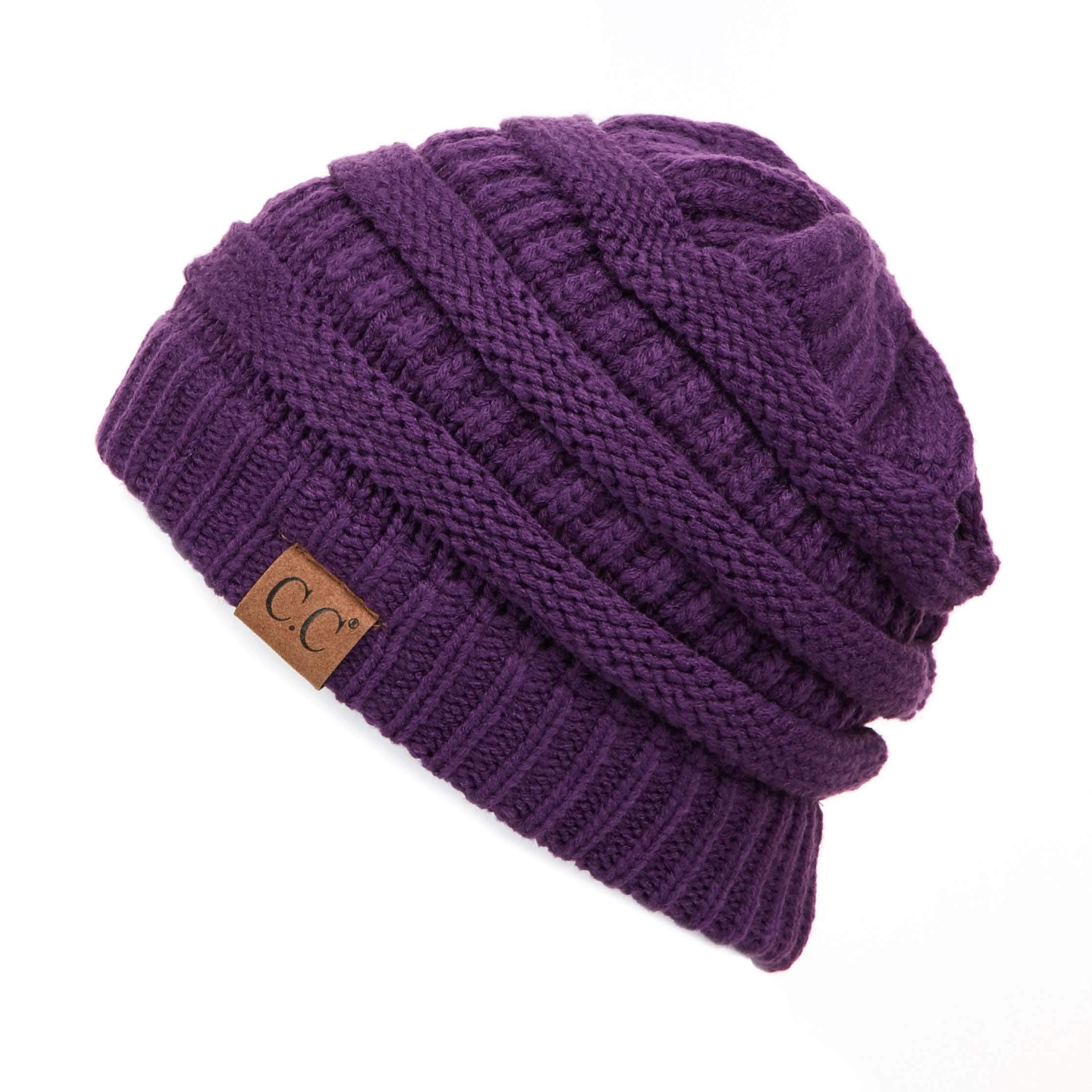 C.C Exclusives Cable Knit Beanie - Thick, Soft & Warm Chunky Beanie Hats (HAT-20A) (Dk. Purple)