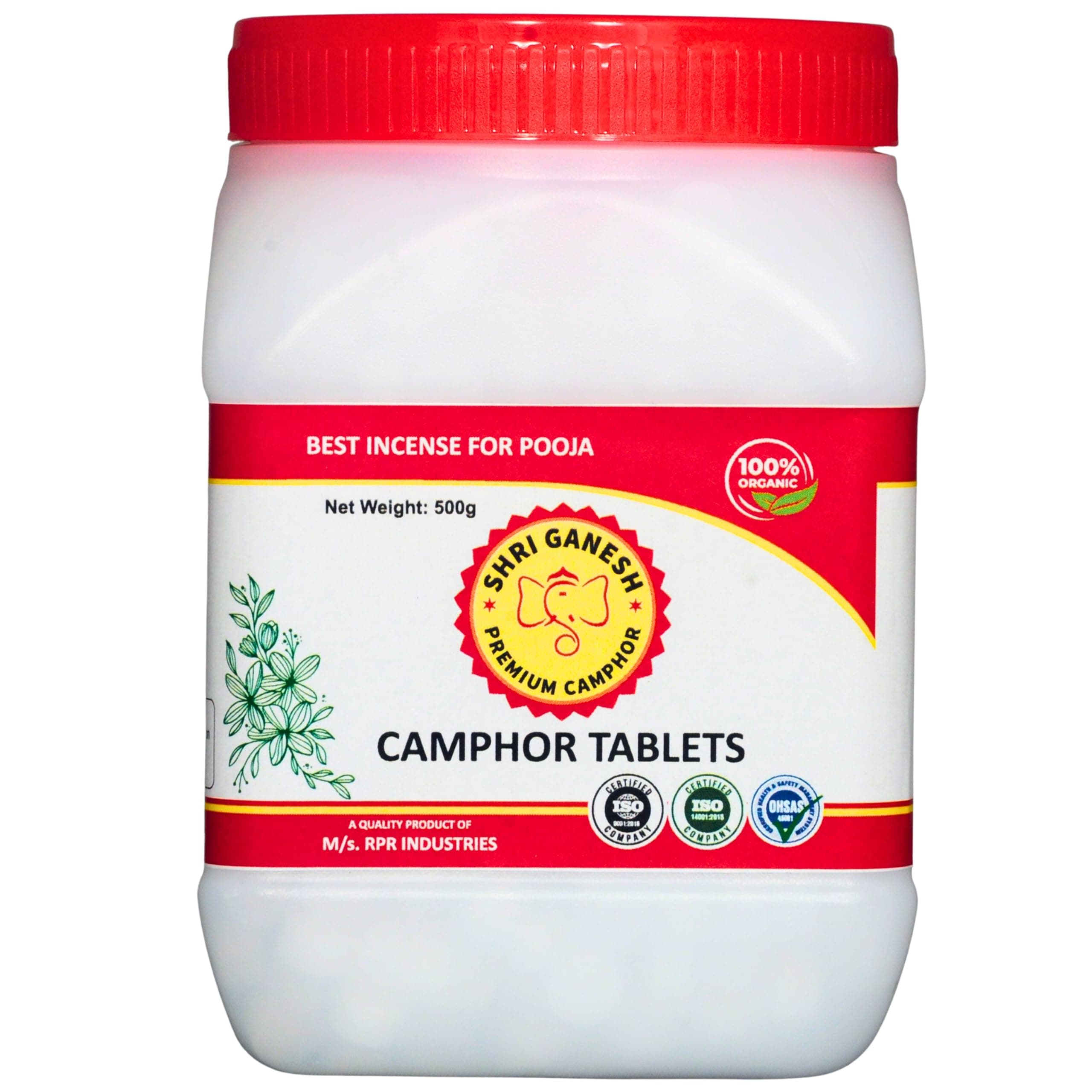 Shri Ganesh Premium Camphor Tablets (500g X 1 Jar)