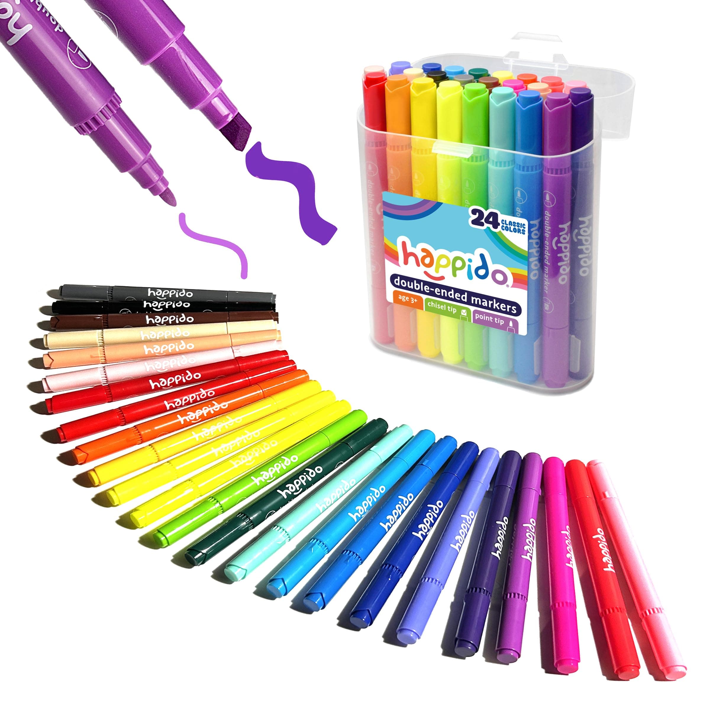 International Arrivals Happido Double-Sided Markers for Kids, Set of 24