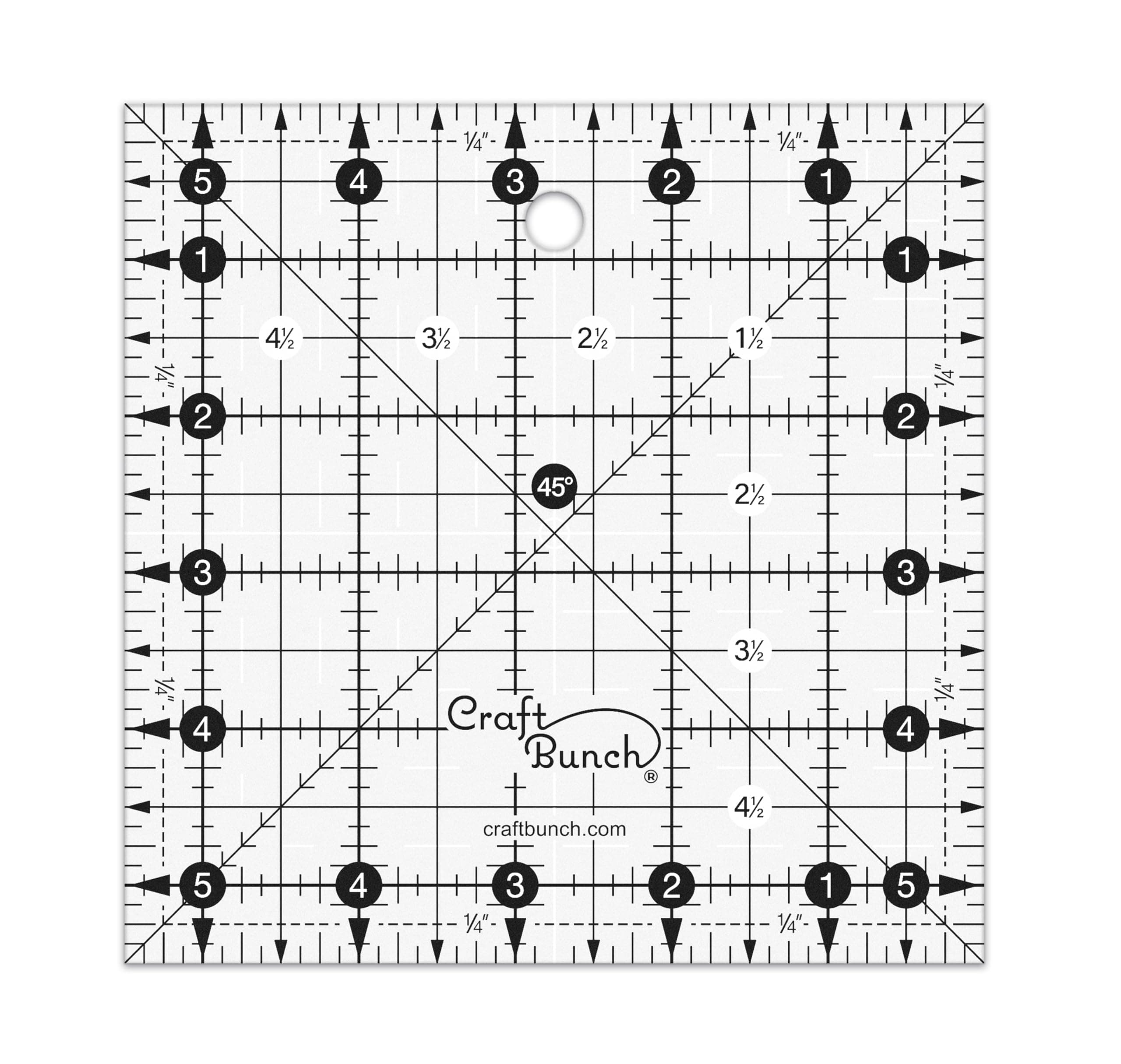 Craft Bunch - Non-Slip Square Quilt Template Ruler (5.5"x 5.5")