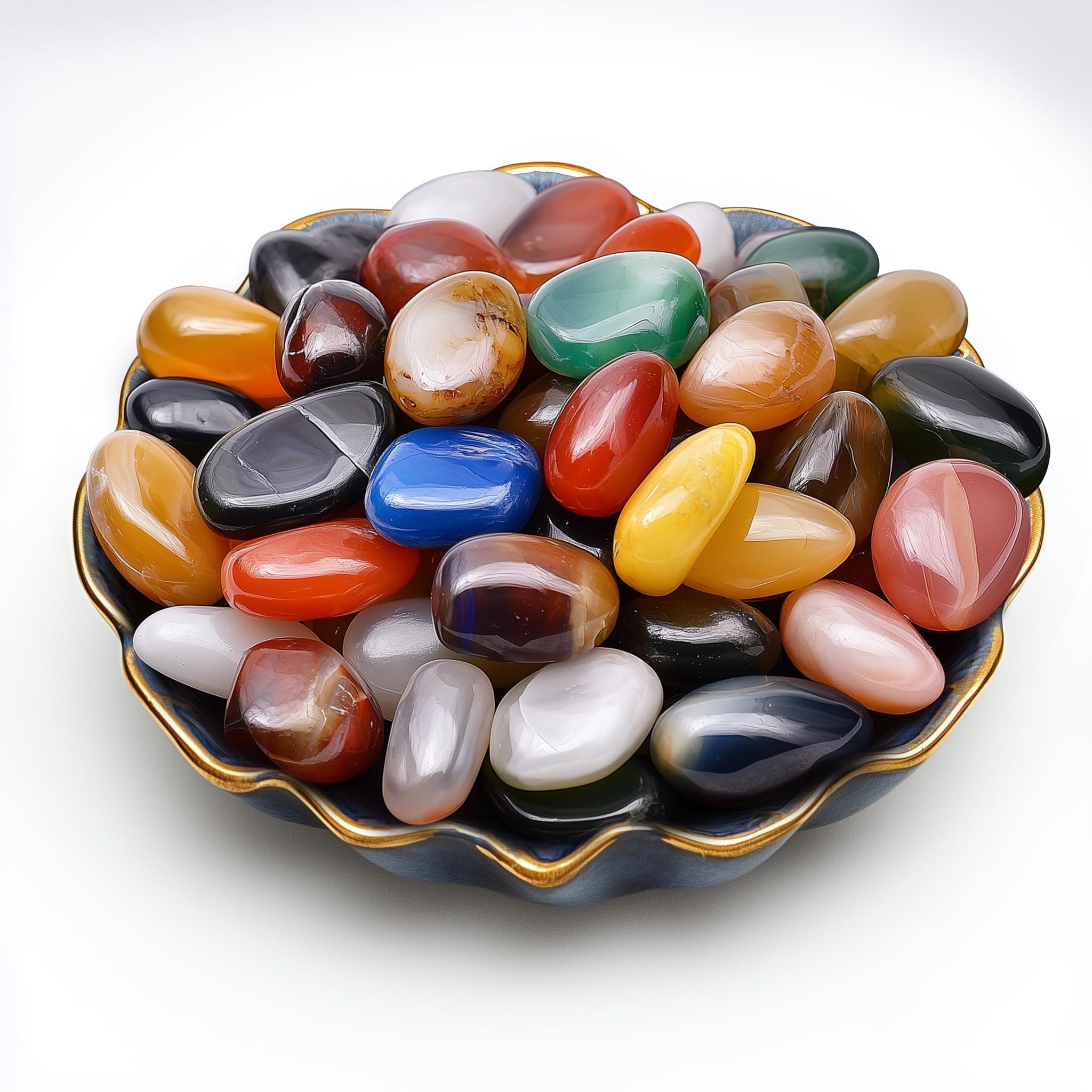 SigMntun Polished Colorful Agate Stones Healing Crystal Bulk, 10 Pcs, 2 cm Handpicked Natural Tumbled Gemstones Rocks for Healing, Reiki, Meditation, Witchcraft and Home Decoration