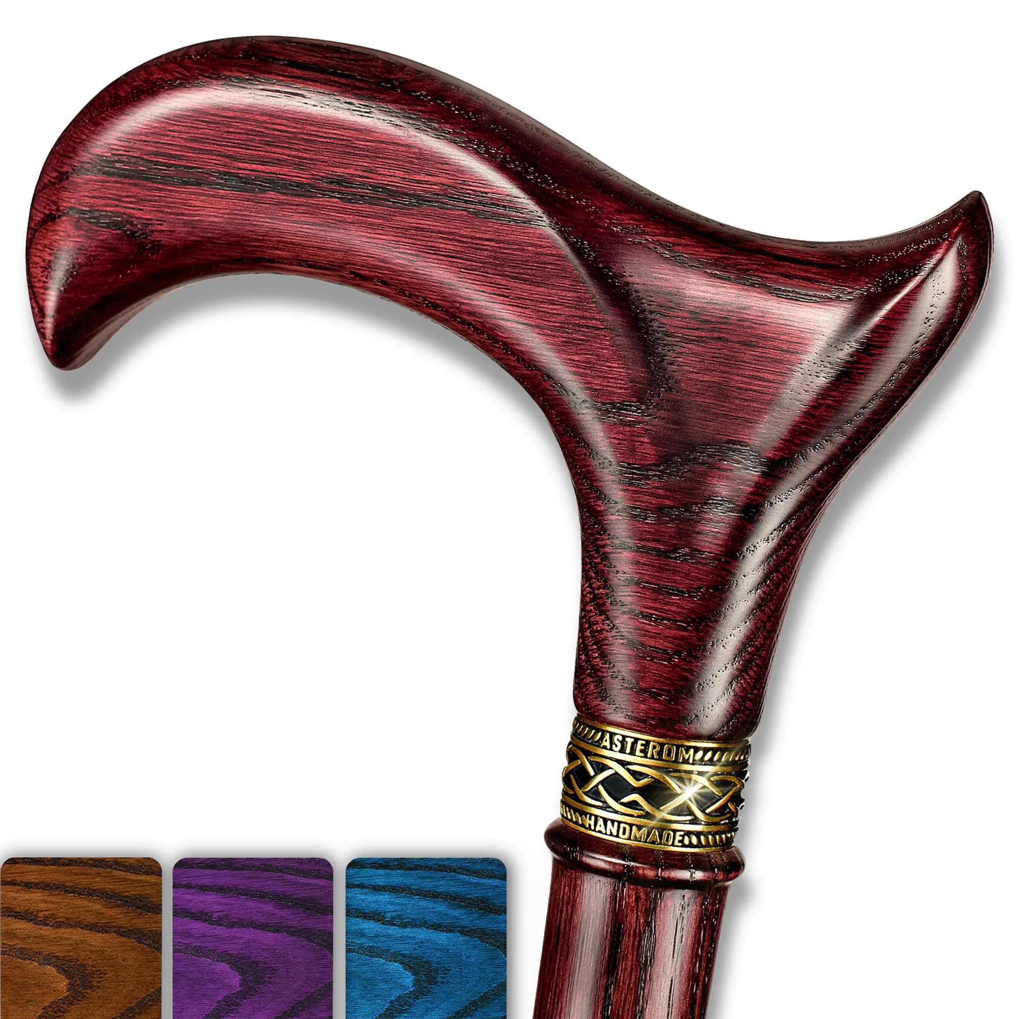 Asterom Walking Cane - Handmade, Ergonomic, Wooden - Canes for Men, Cane for Women - Stylish Walking Sticks for Seniors, Unique, Wood (Cherry, 36 Inches)