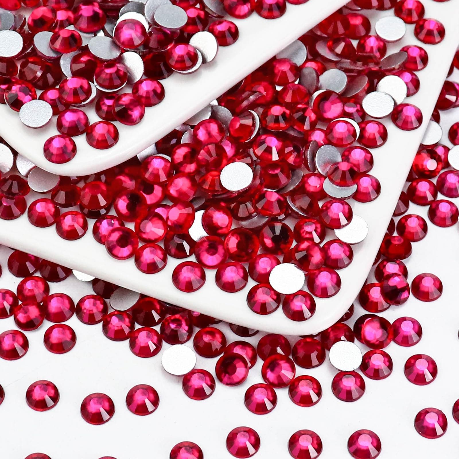 Briskbloom 1440PCS SS12 Crystal Glass Flatback Rhinestones, Round Flat Back Crystal Gems for Nail Art and Craft Clothes, Glue Fix Diamond Stones Hot Pink (2.9-3.0mm)