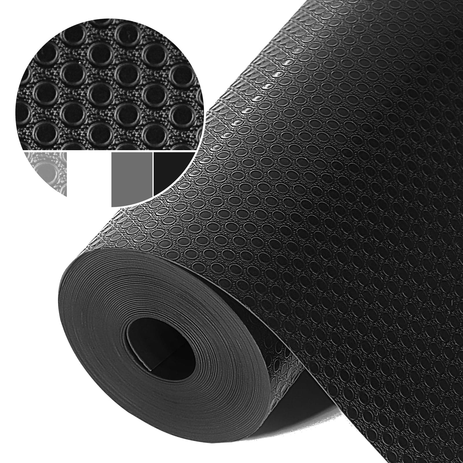 Origuuds Shelf Liners, Non-Adhesive Drawer Liner, Waterproof & Oil-Proof Kitchen Cabinet Cupboard Liner Plastic EVA Material BPA Free Fridge Liner Mats Paper Protector for Shelves (Black/20in x 240in)