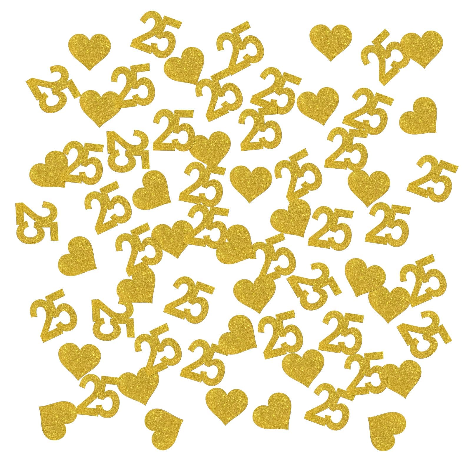 Number 25 Confetti Gold Glitter, Happy 25th Birthday Table Decor, 25 Years Paper Scatter Confetti, 25th Anniversary Cheers to 25 Years Party Table Decoration, 120pcs