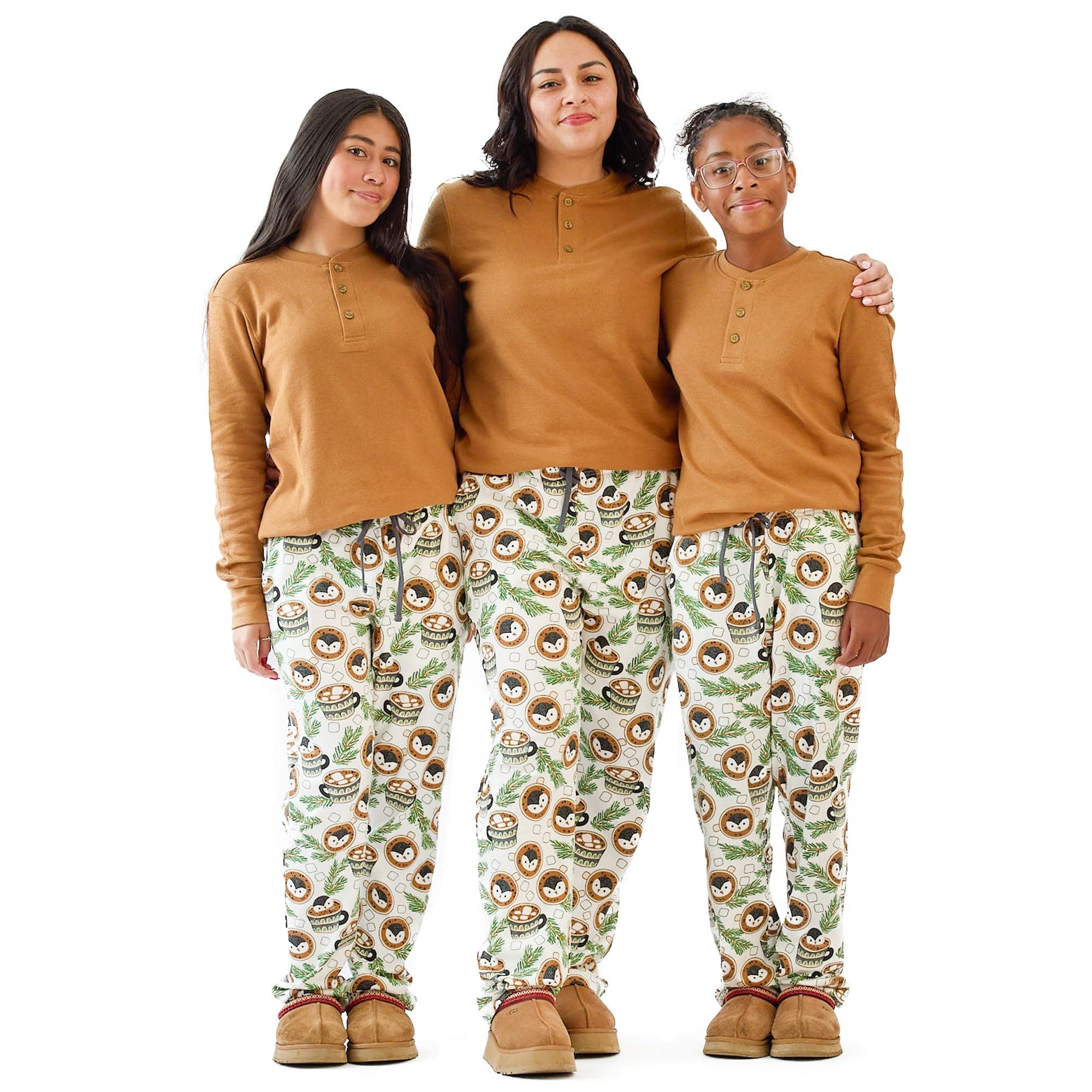 Butterblu JAMIE Matching Family Jammies Holiday Pajamas 100% Organic Cotton PJs Adults, Kids, Toddlers, Baby, Pets, Cocoa La Penguin, XX-Small