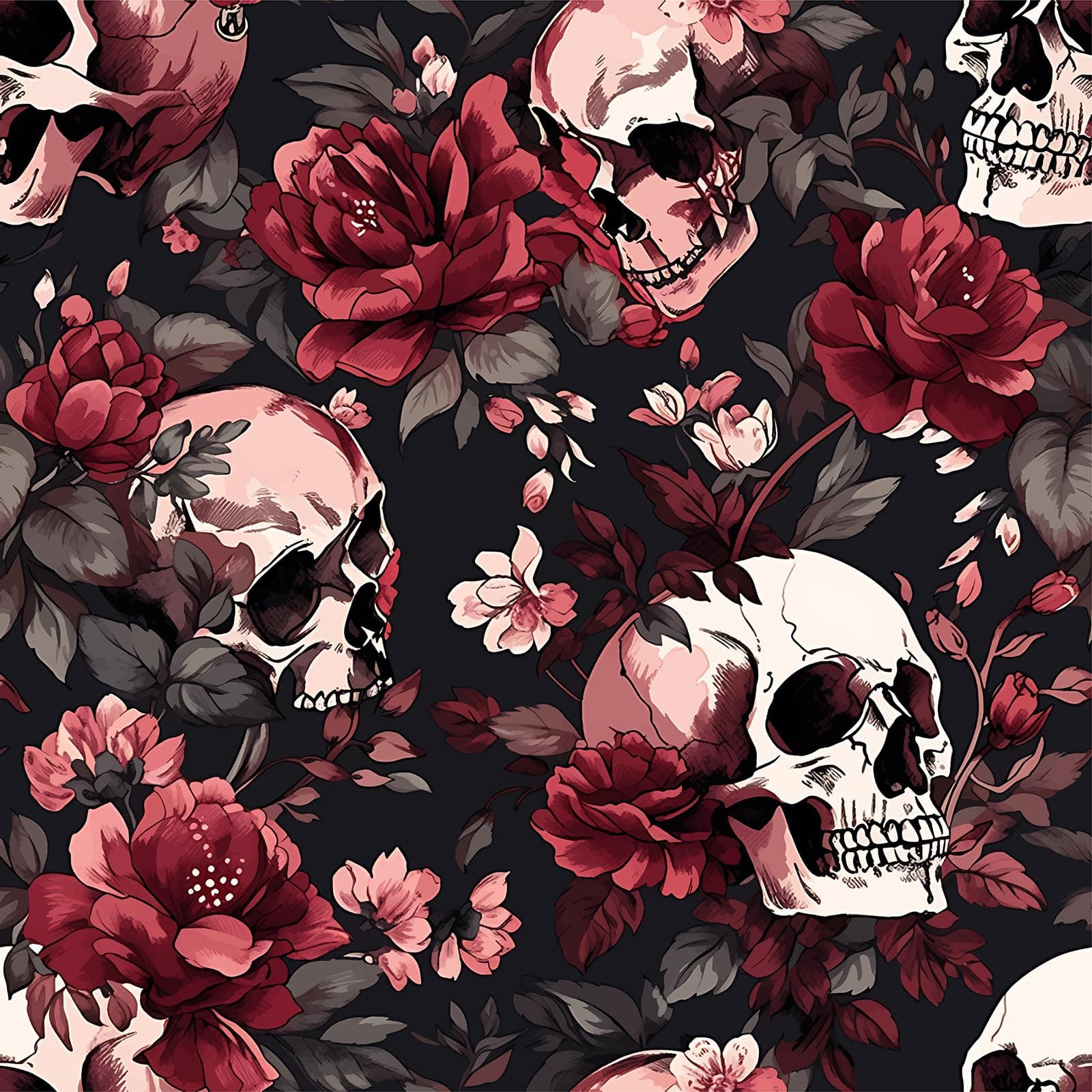 XiRiDa Skull Floral Peel and Stick Wallpaper Boho Contact Paper, 17.7"×118"